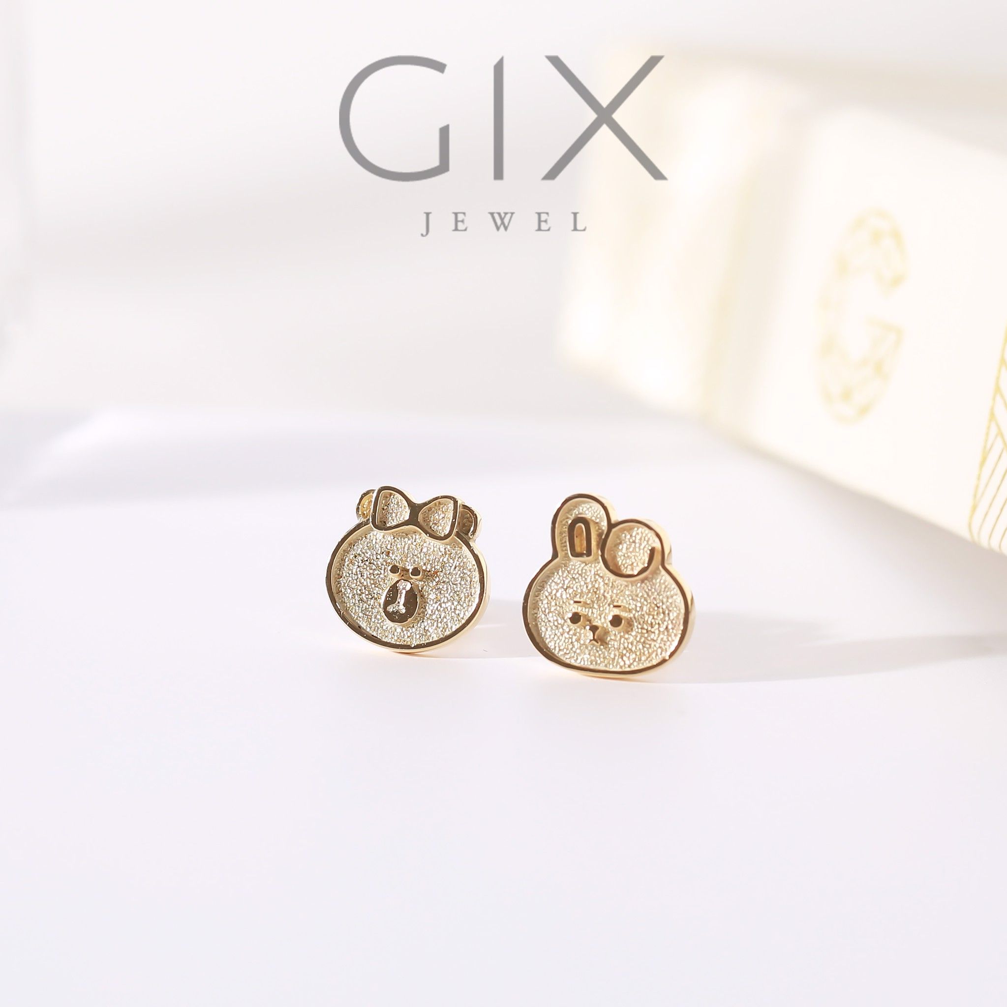 Mặt dây chuyền bạc hình gấu và thỏ dễ thương Gix Jewel