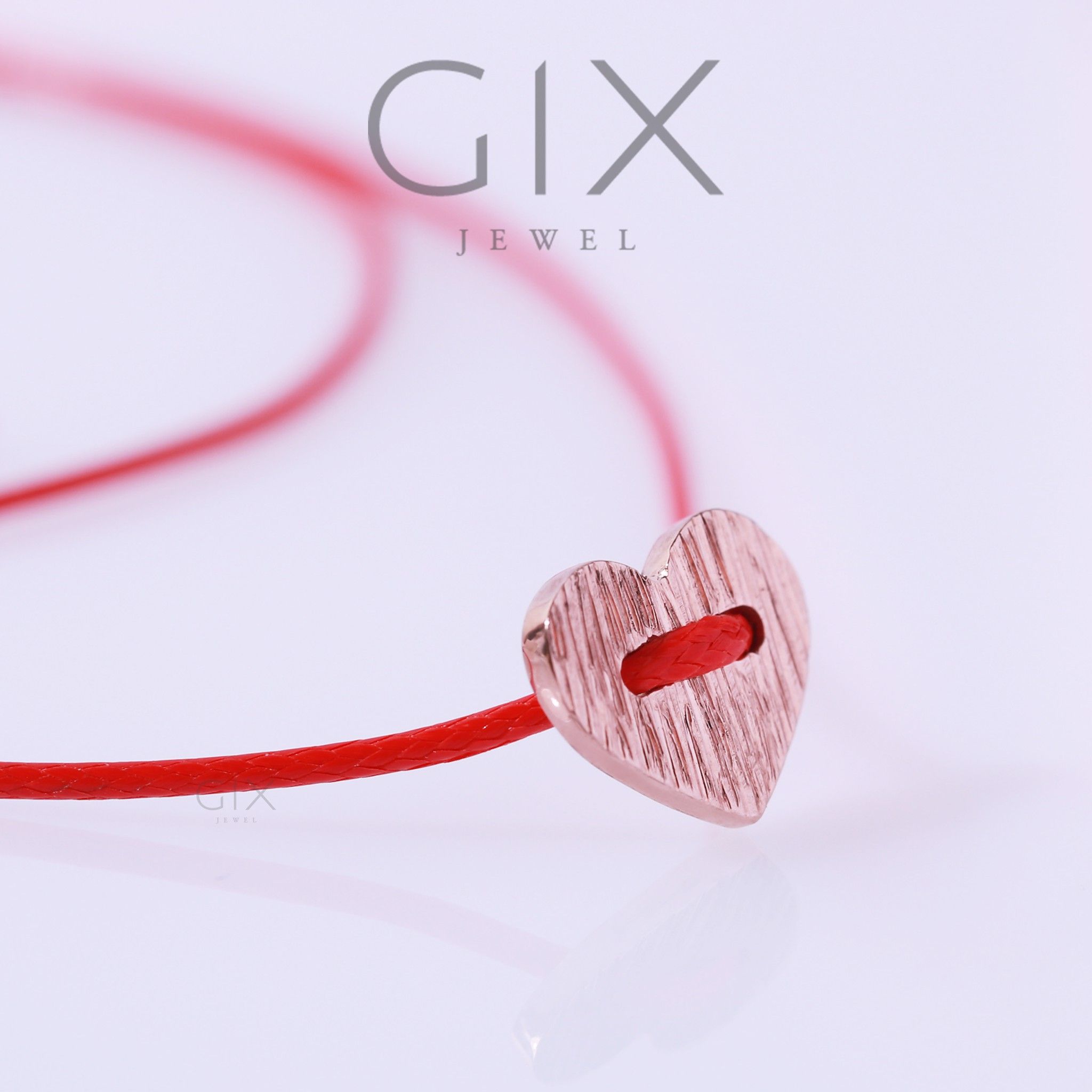 Vòng tay bạc sợi chỉ đỏ hình trái tim Gix Jewel