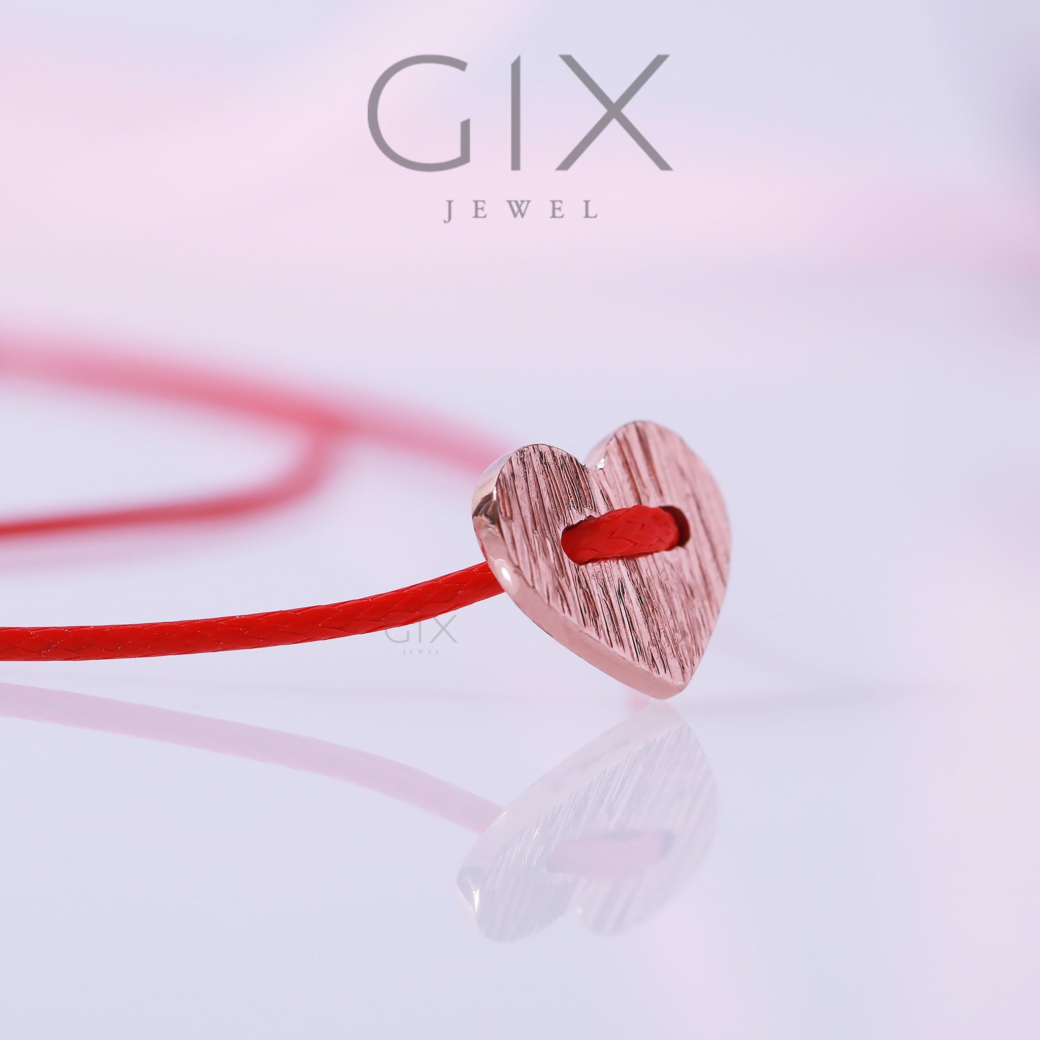 Vòng tay bạc sợi chỉ đỏ hình trái tim Gix Jewel