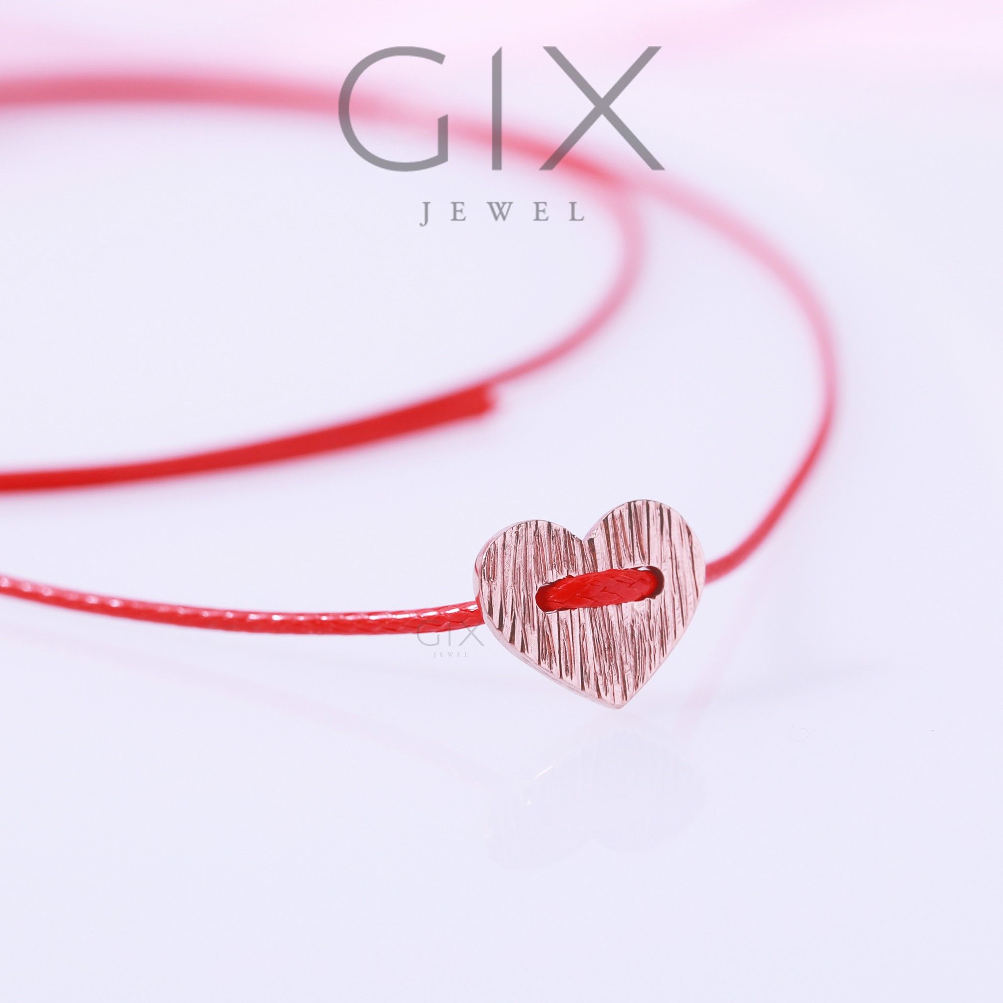 Vòng tay bạc sợi chỉ đỏ hình trái tim Gix Jewel