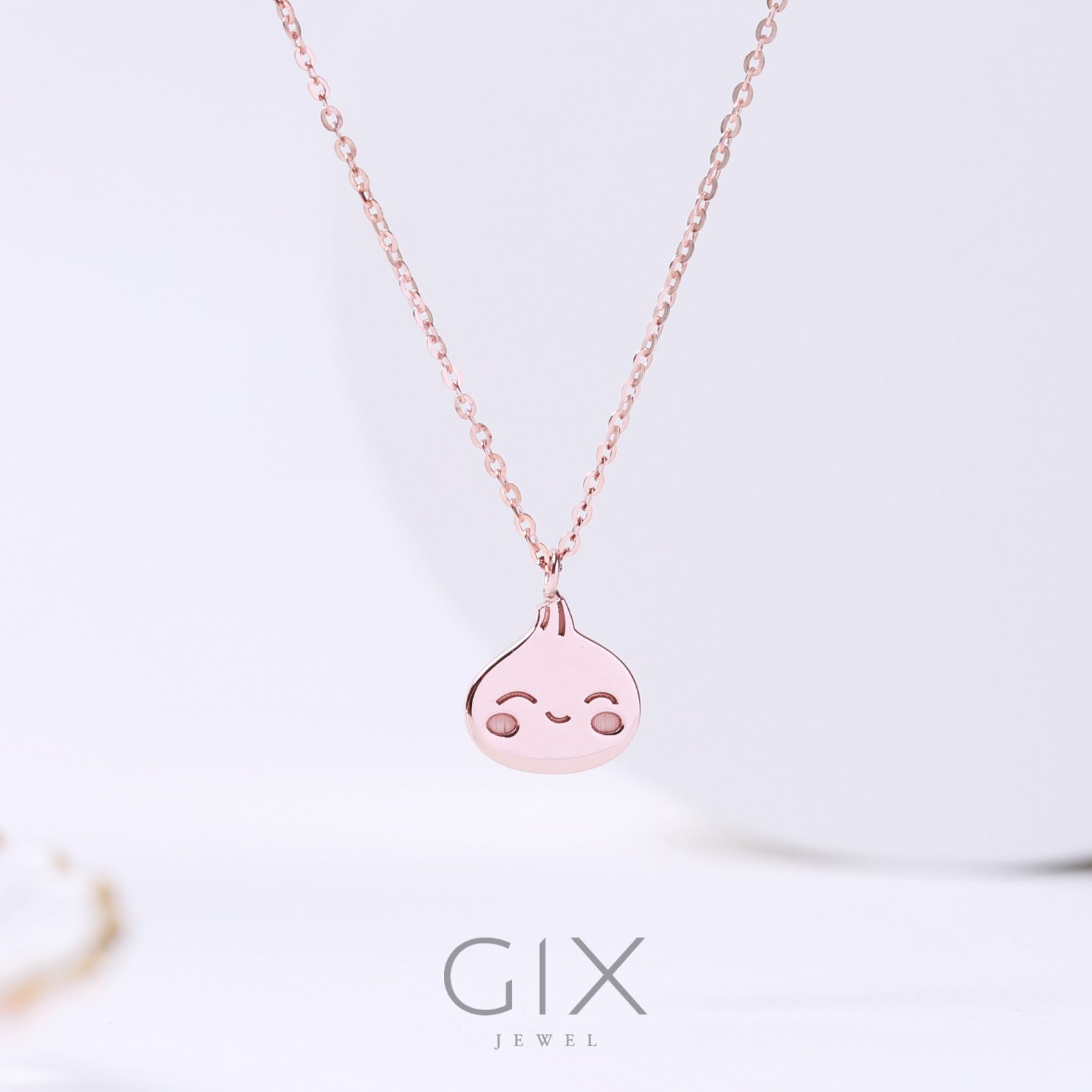 Vòng cổ cho khắc tên nam nữ theo yêu cầu hình bánh bao dễ thương Gix Jewel