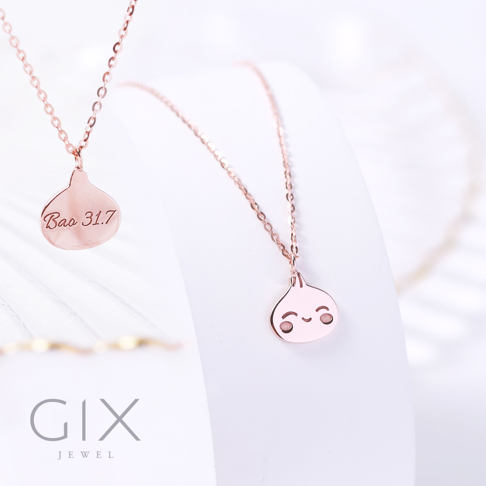 Vòng cổ cho khắc tên nam nữ theo yêu cầu hình bánh bao dễ thương Gix Jewel