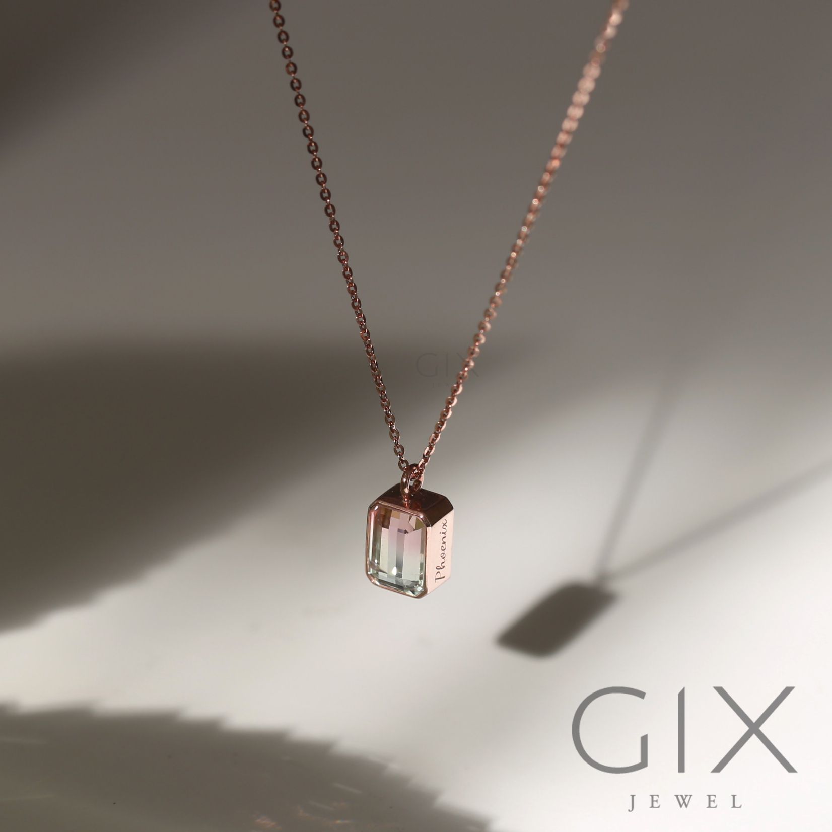 Dây chuyền bạc đính đá Tourmaline 2 màu Gix Jewel