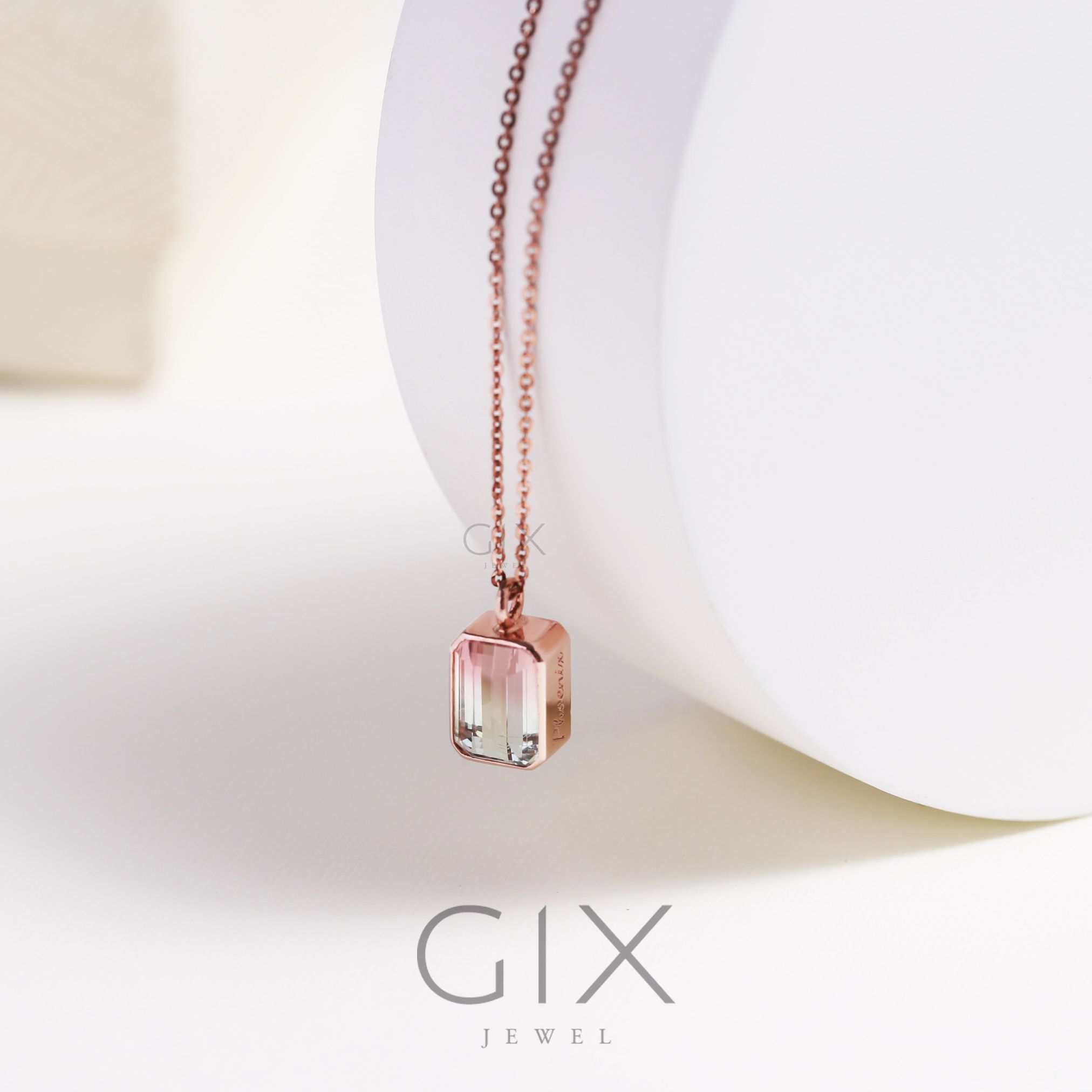  [Thiết kế riêng] Dây chuyền đá Tourmaline 2 màu 