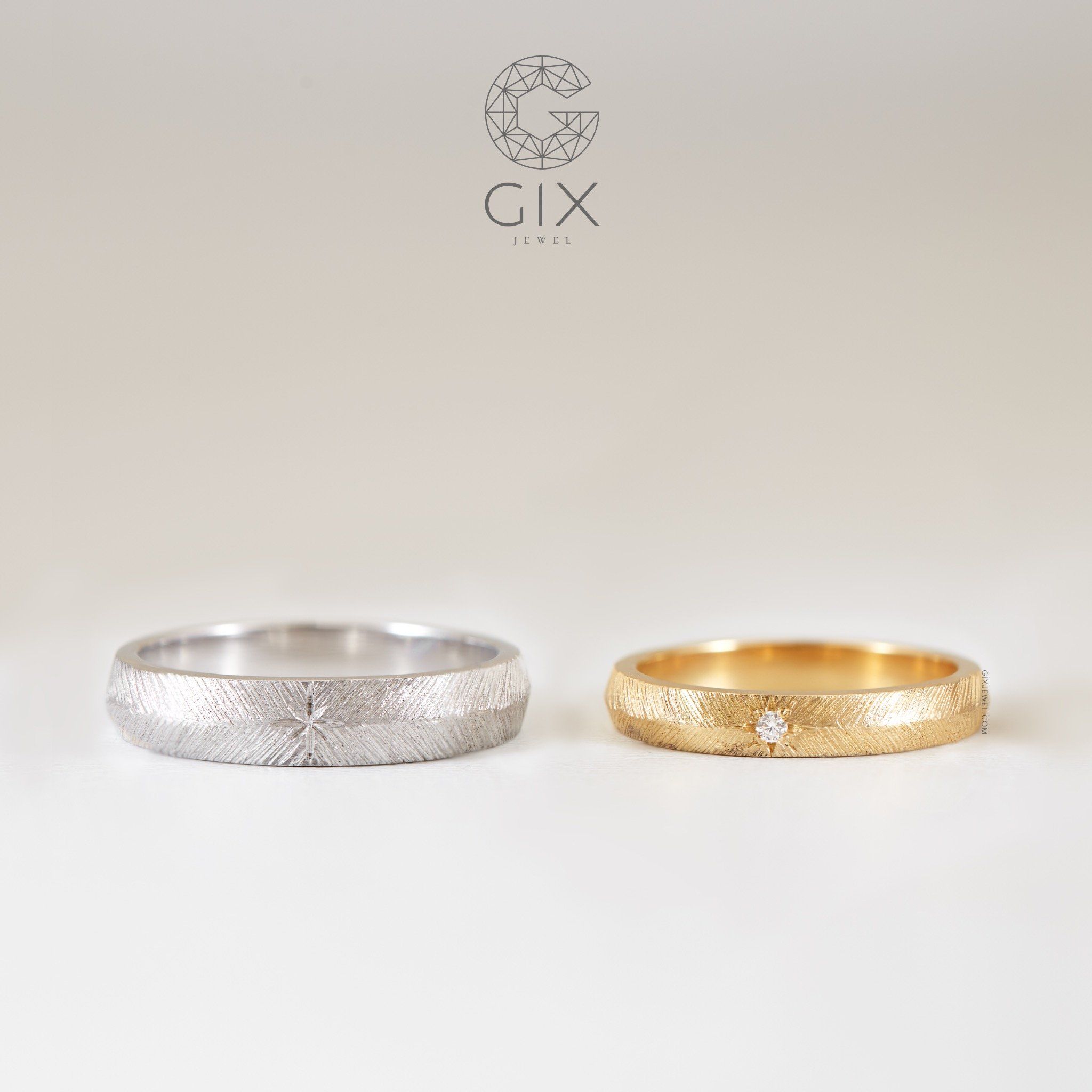 Nhẫn Cưới Vàng 18k Đẹp Nhám Xước Vintage Gix - GCR25050125
