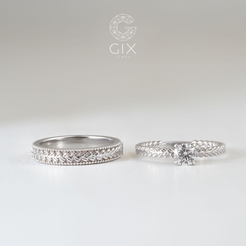Nhẫn Cặp Đẹp Kiểu Hoa Văn Đính Đá Cao Cấp Gix Jewel - GCR25050130