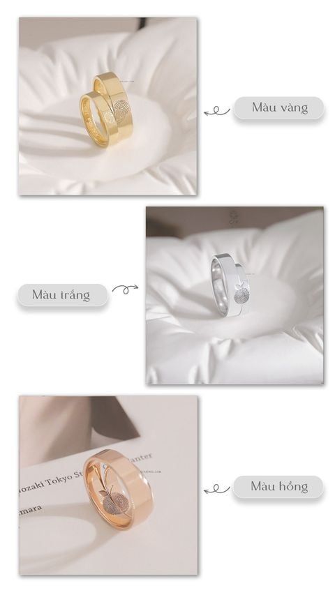 Nhẫn cưới vàng 18k in vân tay bản mo Gix Jewel - GCR25050120