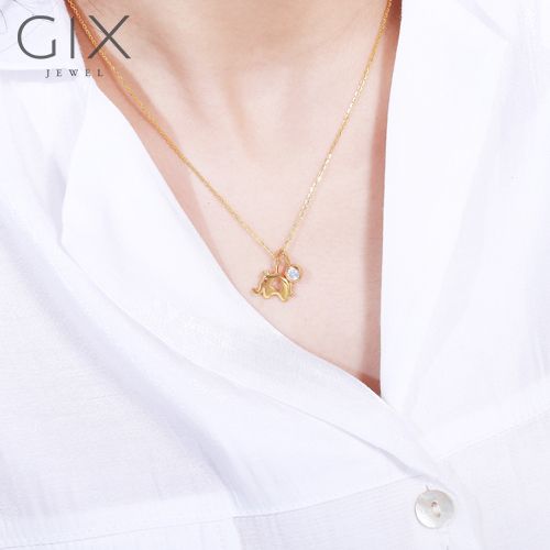 Mặt dây chuyền bạc hình con voi khoét trái tim tinh xảo Gix Jewel