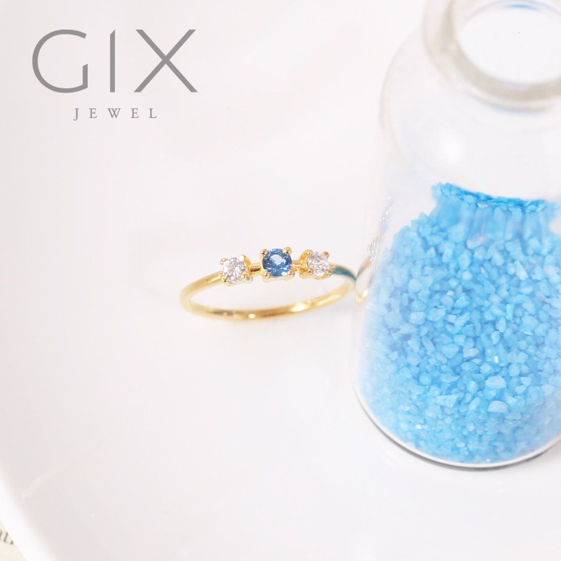  Nhẫn bạc S925 nữ cao cấp đẹp đá xanh nước biển Gix Jewel SPGN04 