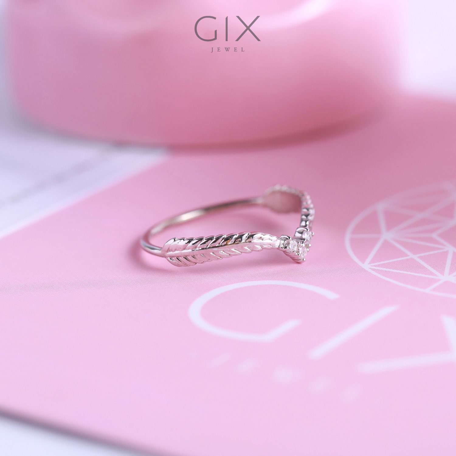  Nhẫn bạc đẹp cho nữ lông vũ 925 mạ vàng hồng tphcm Gix Jewel SPGN05 