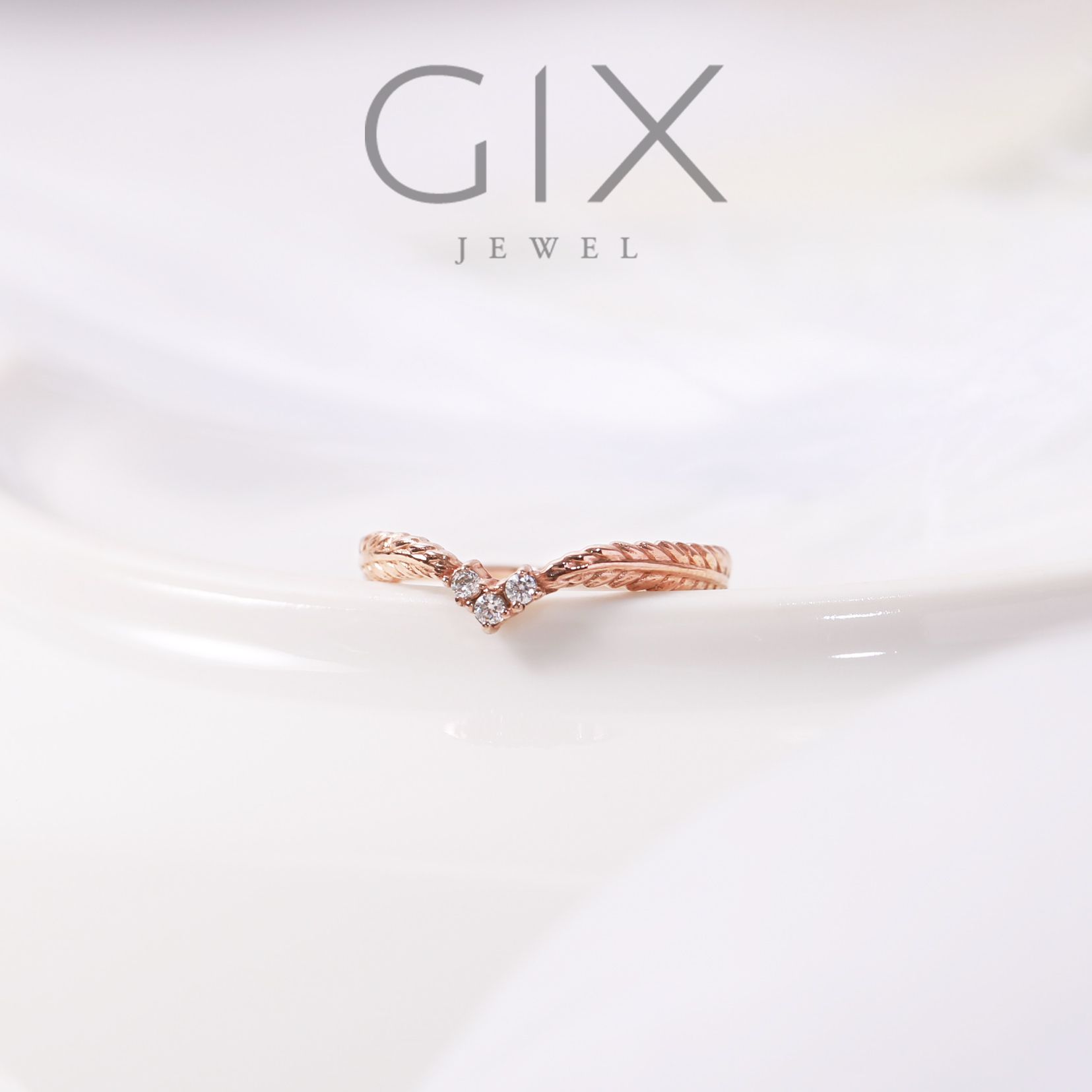  Nhẫn bạc đẹp cho nữ lông vũ 925 mạ vàng hồng tphcm Gix Jewel SPGN05 