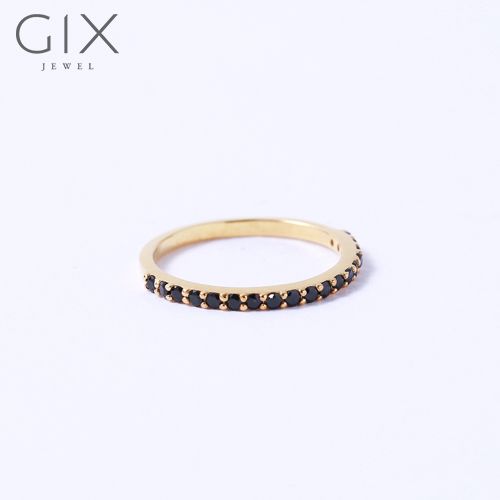  Nhẫn bạc nữ cá tính nửa hàng hột đá đen minimalism Gix Jewel SPGN16 