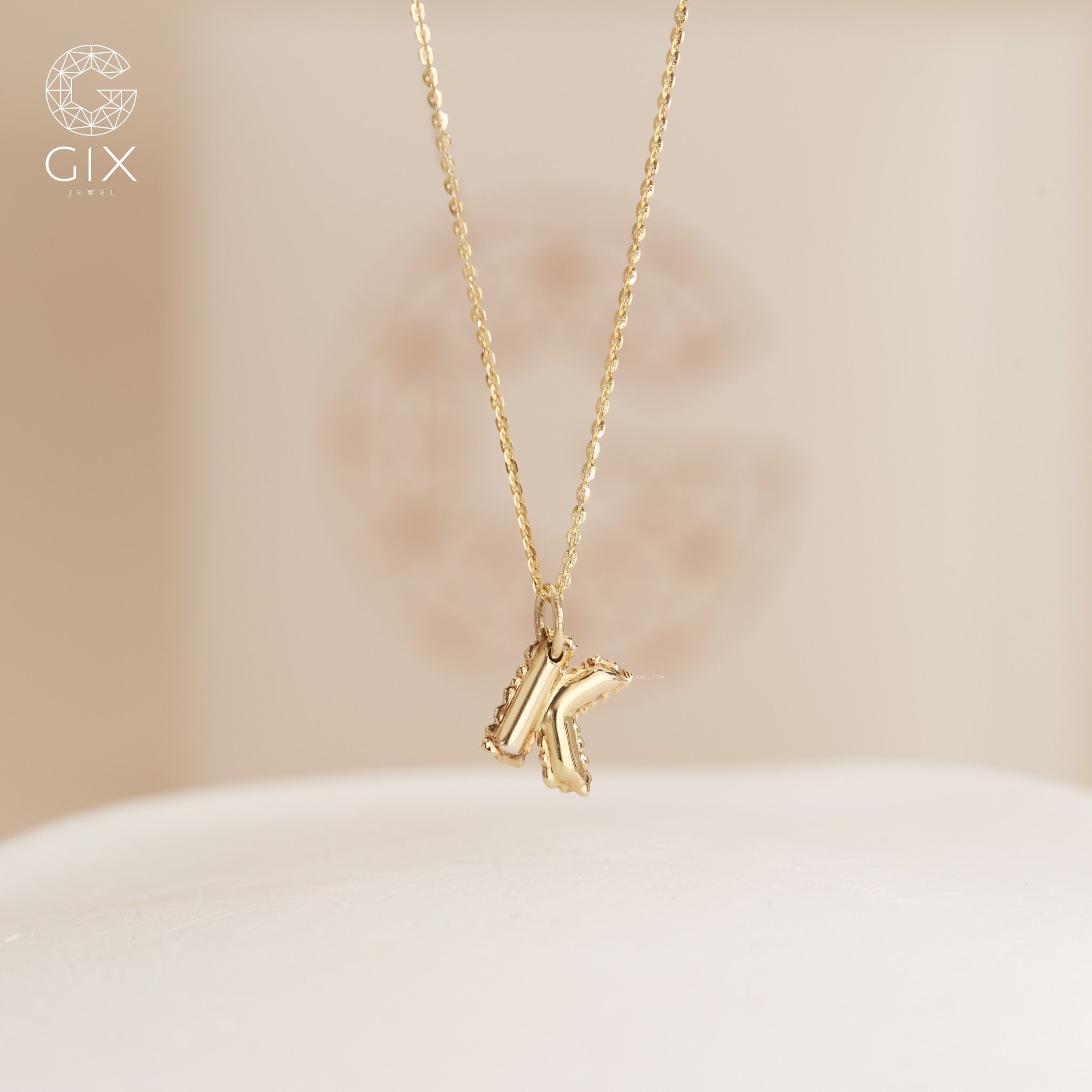 Dây chuyền có tên khắc chữ cho nam nữ vàng 18k bạc 925 sợi chữ cong mảnh Gix Jewel