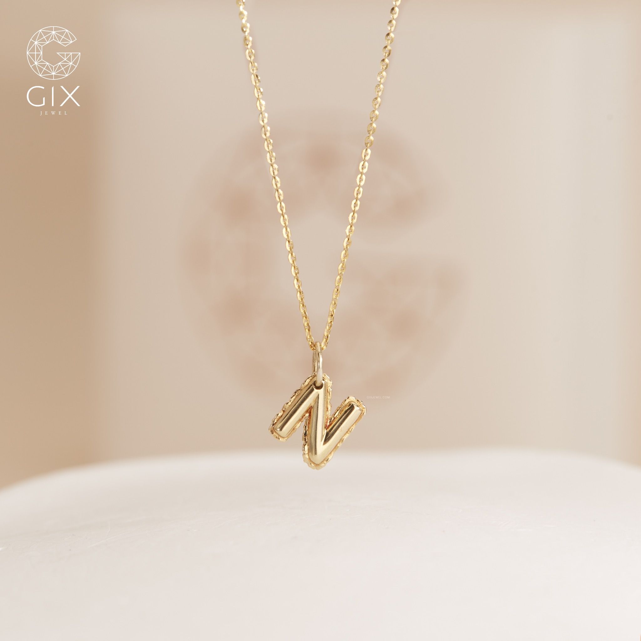 Dây chuyền có tên khắc chữ cho nam nữ vàng 18k bạc 925 sợi chữ cong mảnh Gix Jewel