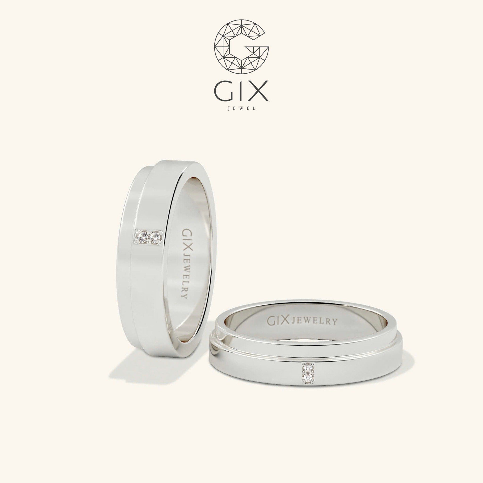 Nhẫn cưới Colore hai màu thiết kế đẹp vàng 18k khắc tên Gix Jewel