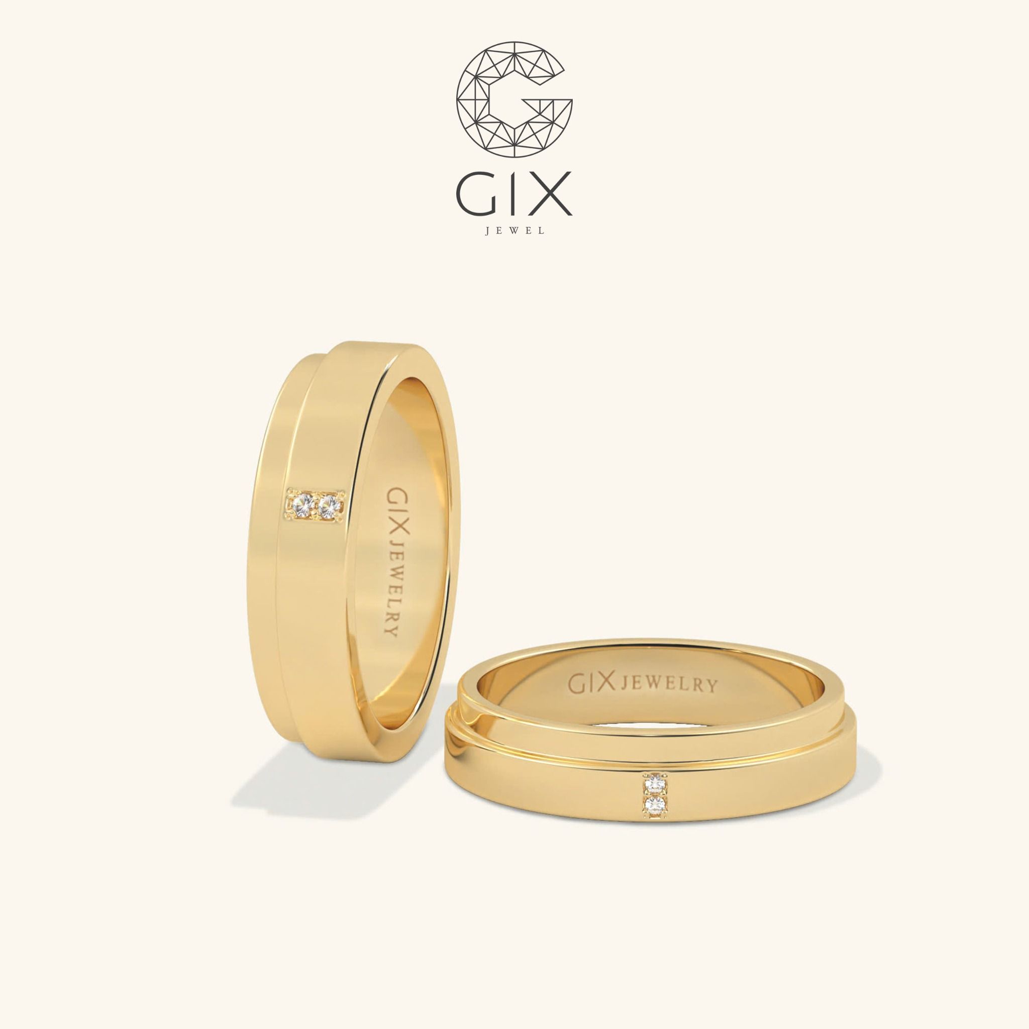 Nhẫn Cưới Colore Hai Màu Vàng 14K Khắc Tên Gix Jewel - GCR25050019