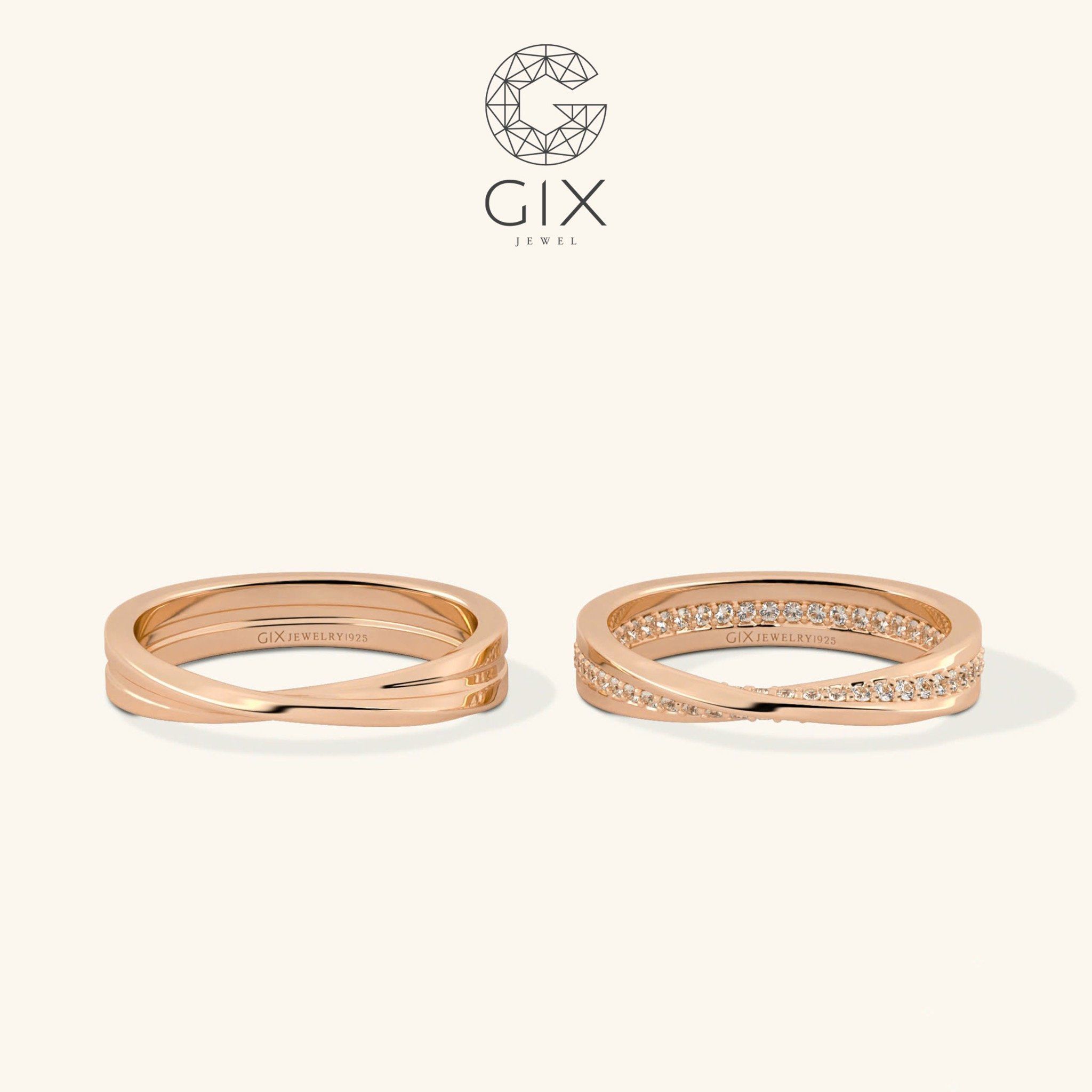 Nhẫn cưới Mobius vô cực vàng 18K đính kim cương Gix Jewel - GCR25050093