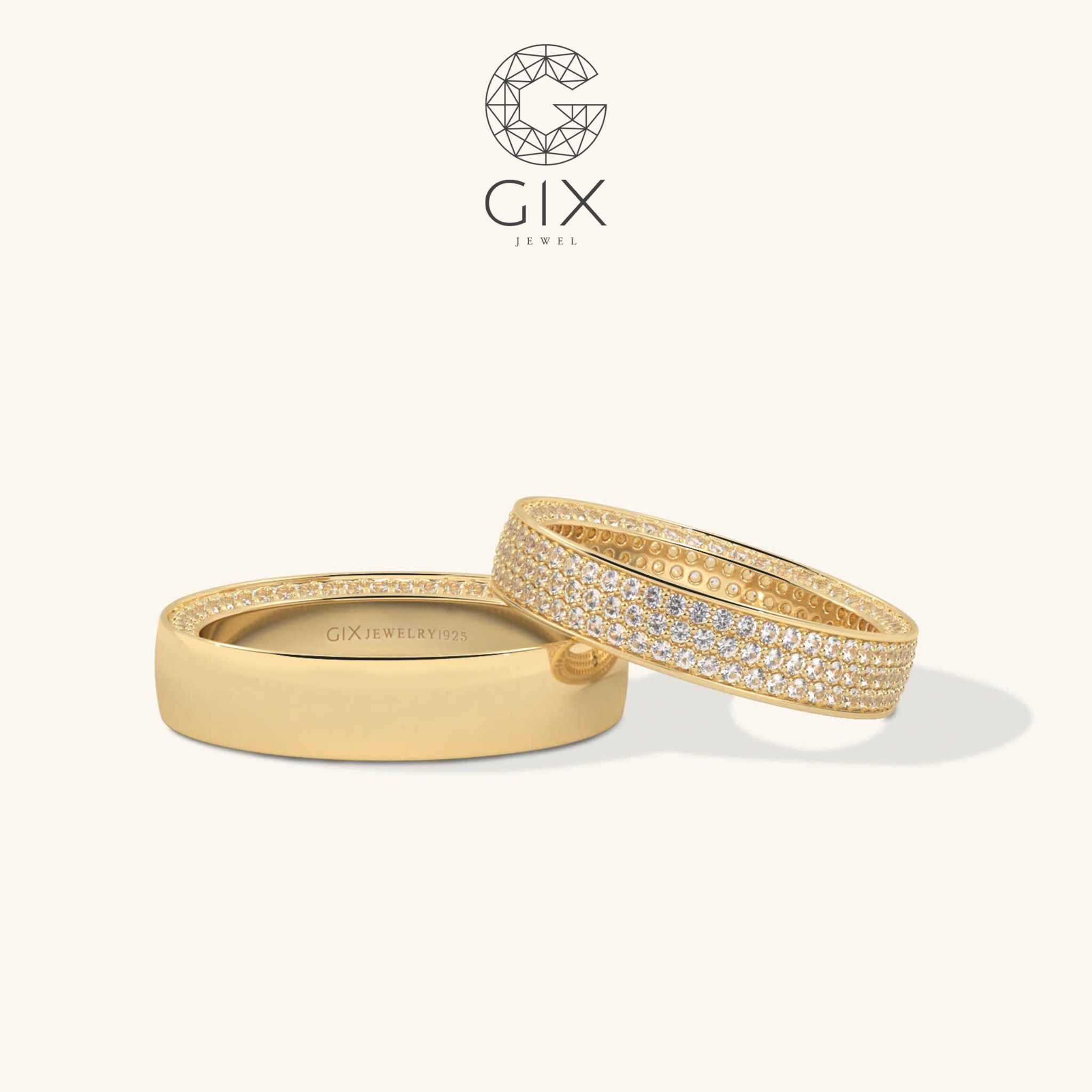 Nhẫn cưới vàng 14k đính kim cương cao cấp Gix Jewel - GCR25050102