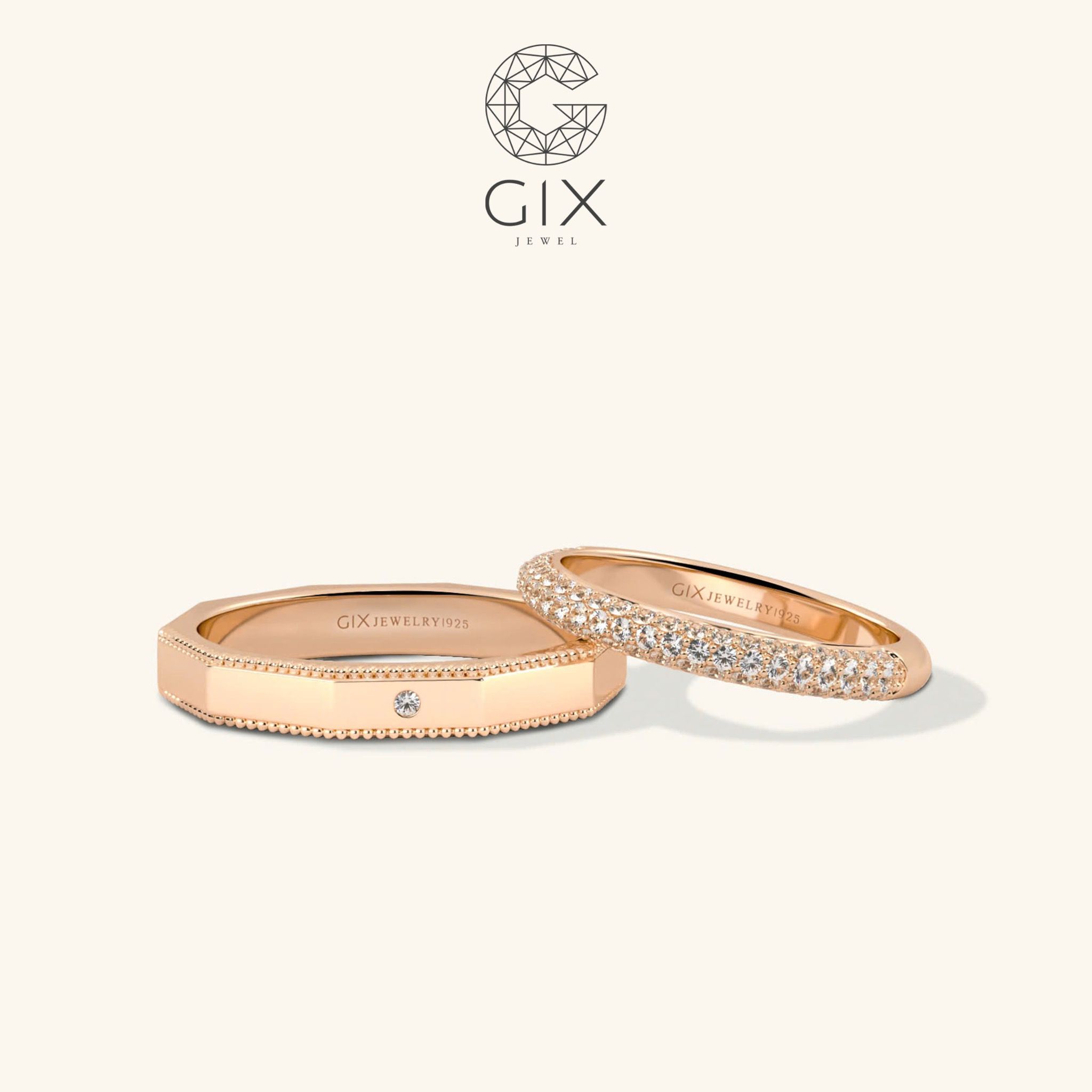 Nhẫn cặp đẹp đính đá Moissanite cao cấp Gix Jewel - GCR25050101
