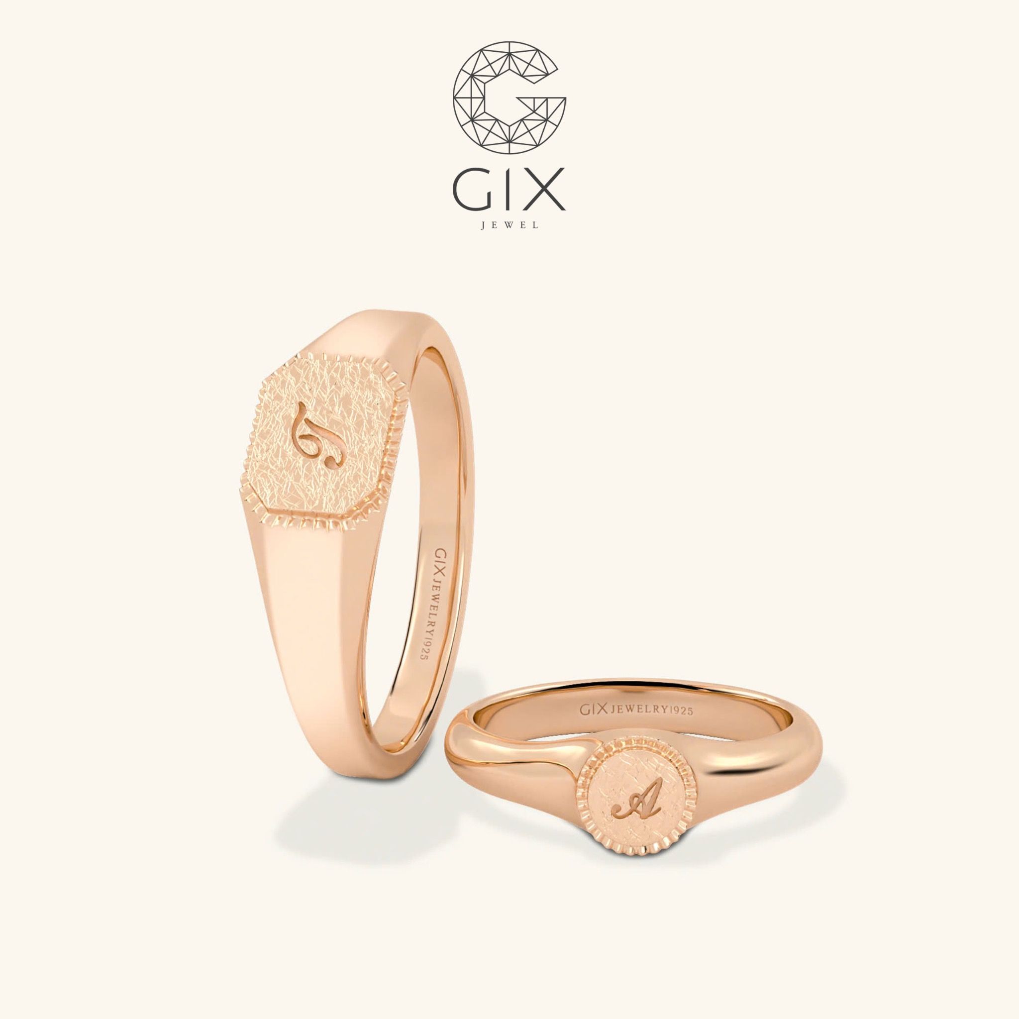 Nhẫn cặp Signet Ring khắc chữ đẹp Gix Jewelry - GCR25050106