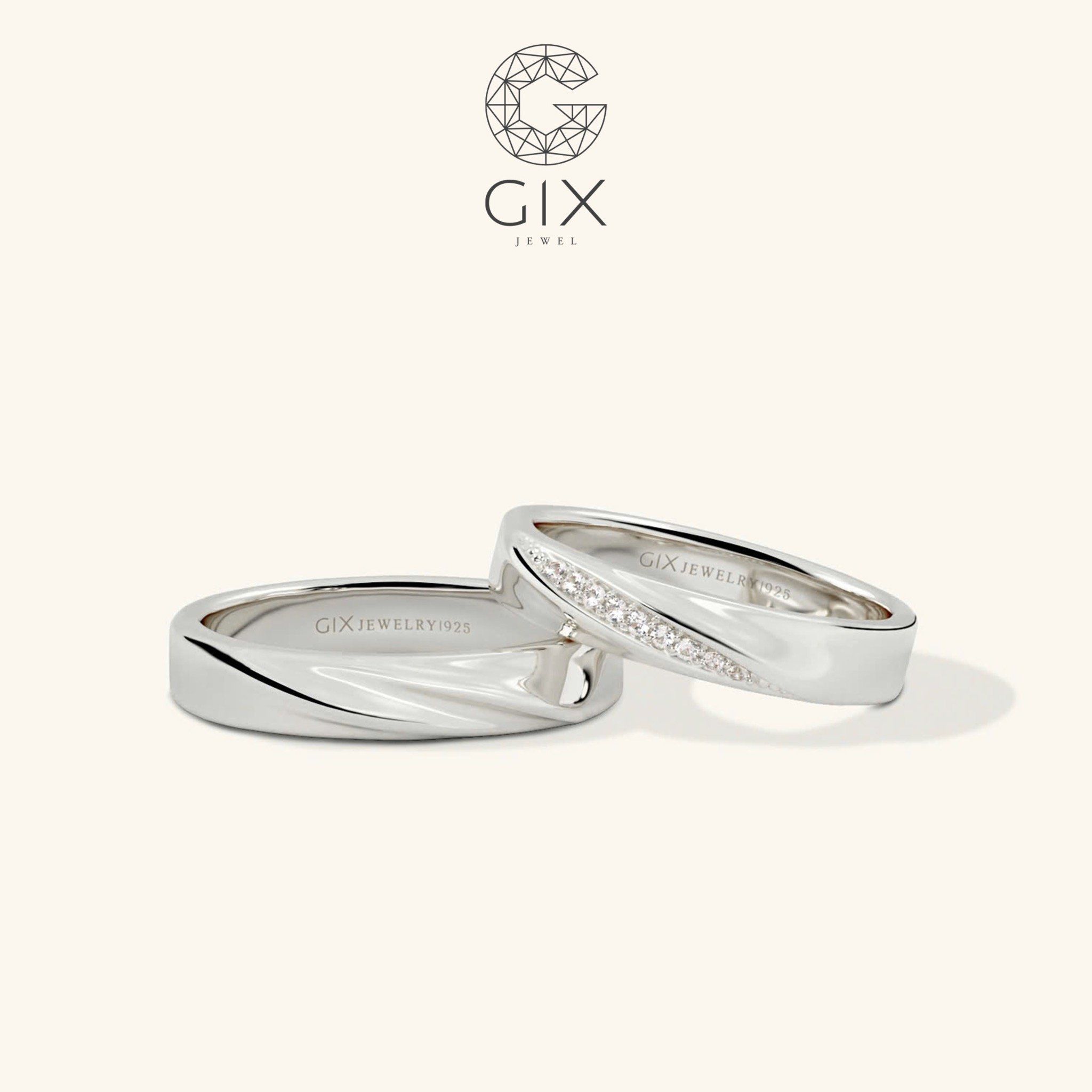 Nhẫn cưới Rosa vô cực vàng 610 đẹp đính kim cương Gix Jewel - GCR25050092
