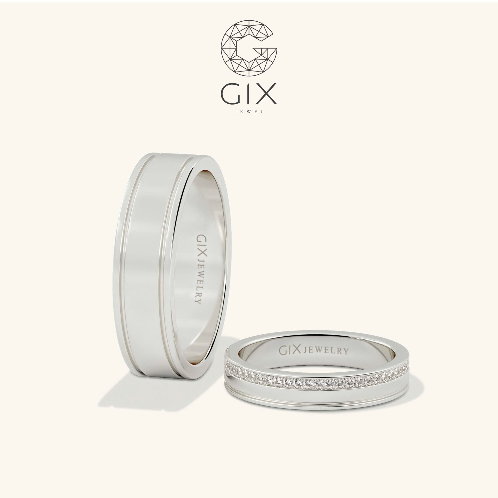 Nhẫn Đôi Tình Nhân Đẹp Bản To Đính Đá Gix Jewel - GCR25050015