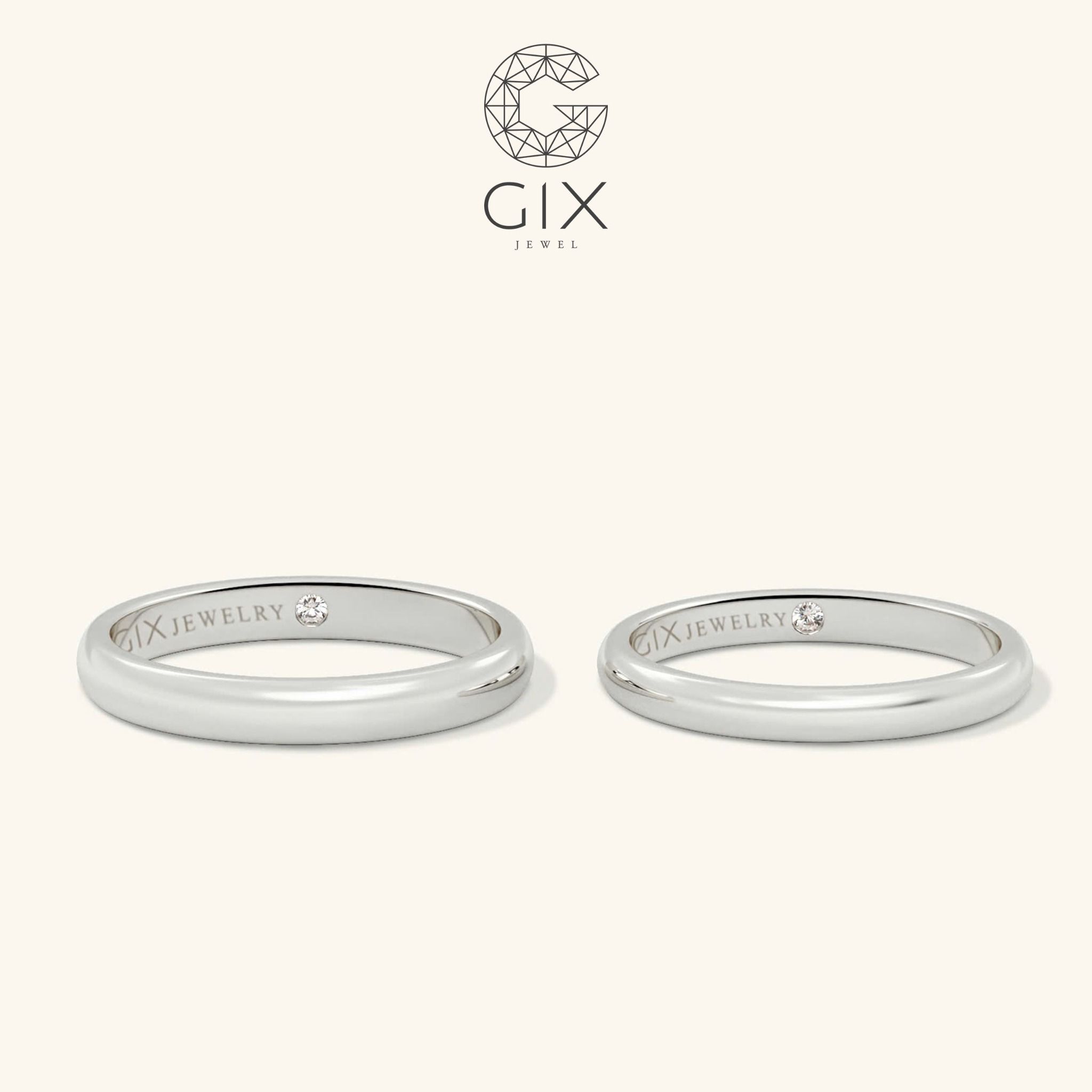 Nhẫn cưới trơn đẹp nhất vàng 18k đơn giản khắc tên theo yêu cầu Gix Jewel