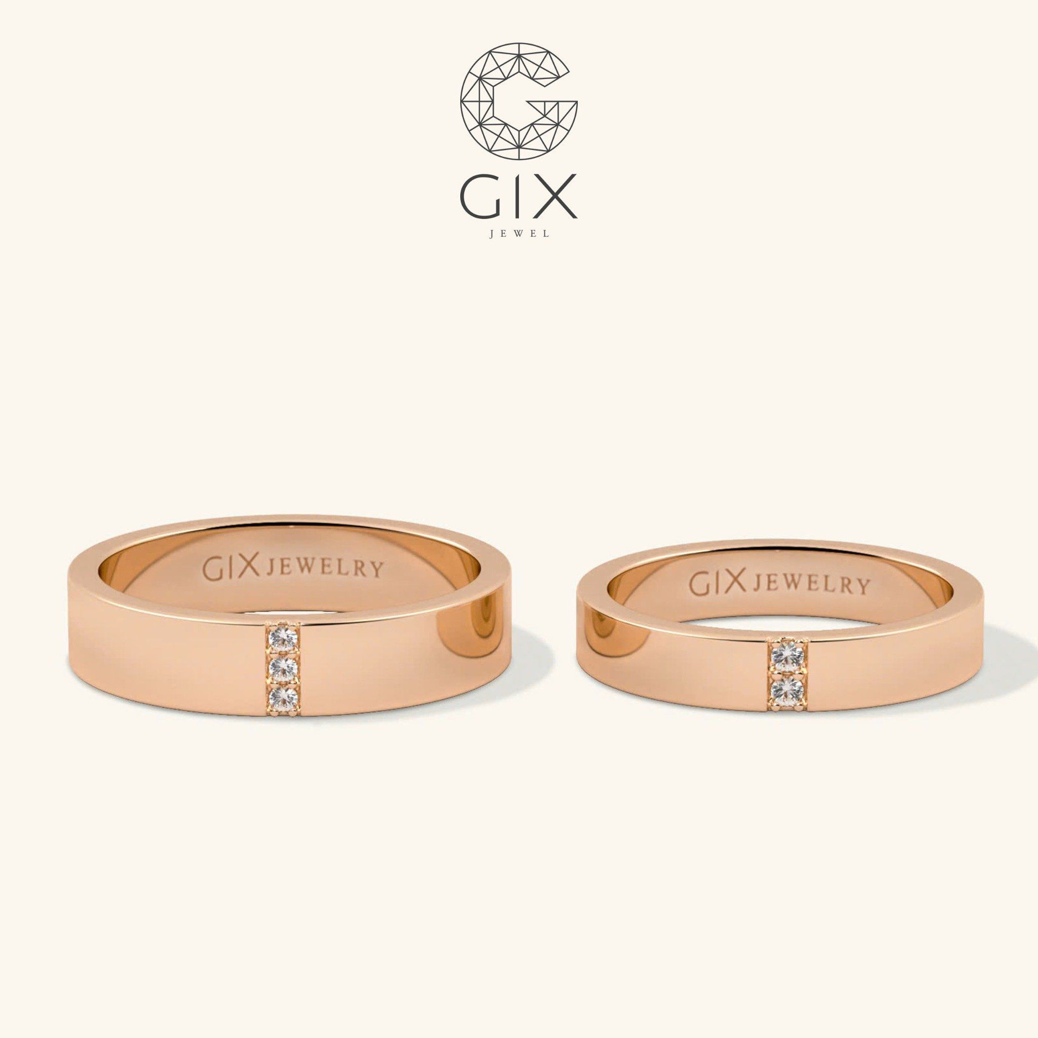 Nhẫn cưới vàng 18k in dấu vân tay đính kim cương Gix - GCR25050009