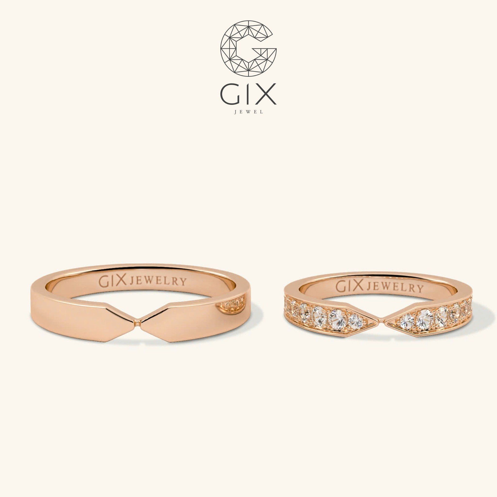 Nhẫn Cưới Vàng 18k Dáng Vô Cực Kim Cương Gix - GCR25050010
