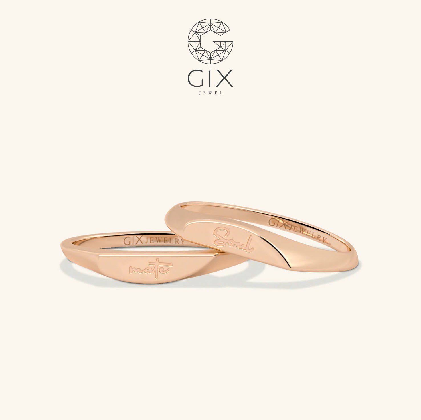 Nhẫn cưới vàng 10K signet ring độc đáo khắc chữ - GCR25050083