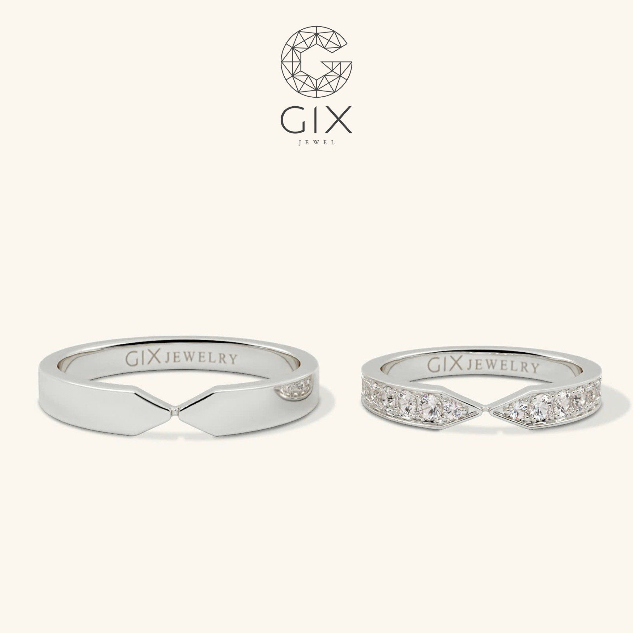 Nhẫn Cưới Vàng 18k Dáng Vô Cực Kim Cương Gix - GCR25050010