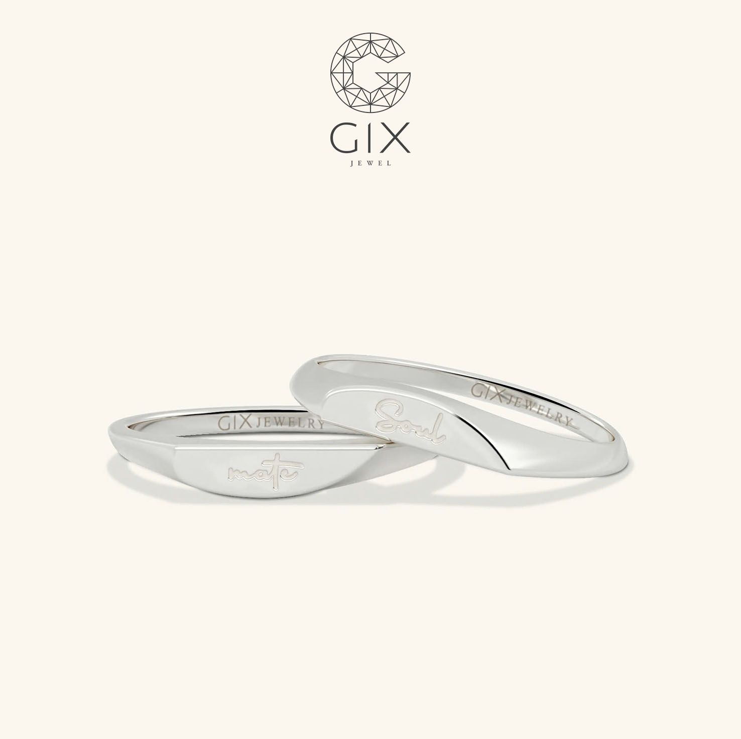Nhẫn cưới thiết kế signet ring vàng 18k độc đáo khắc chữ lên nhẫn