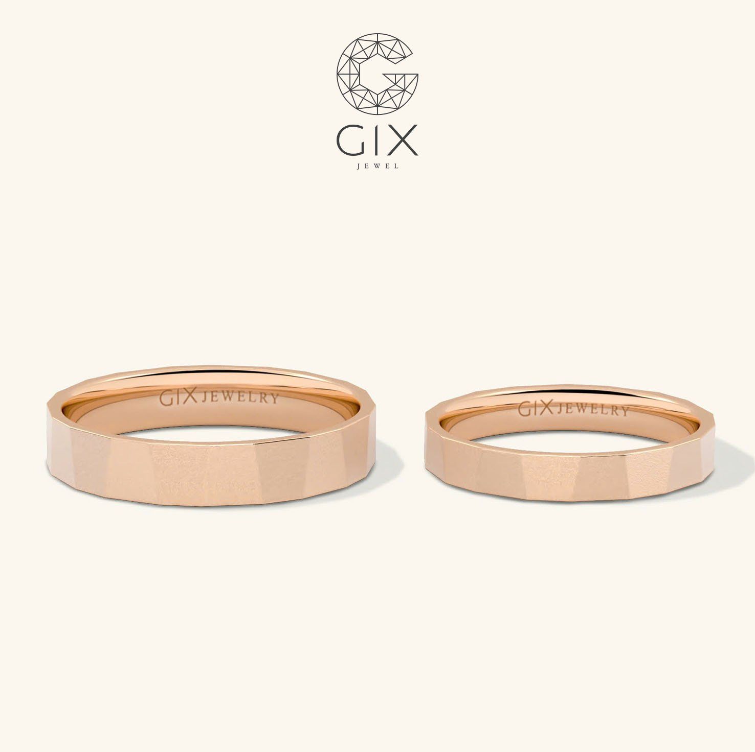 Nhẫn cưới vàng 16k trơn nhám đẹp Gixjewel - GCR25050075
