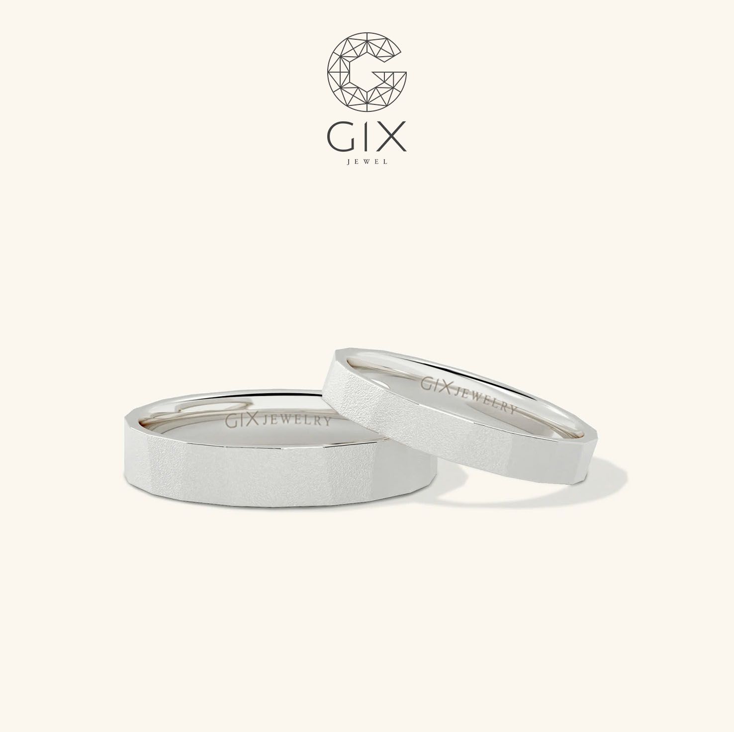 Nhẫn cưới vàng 16k trơn nhám đẹp Gixjewel - GCR25050075