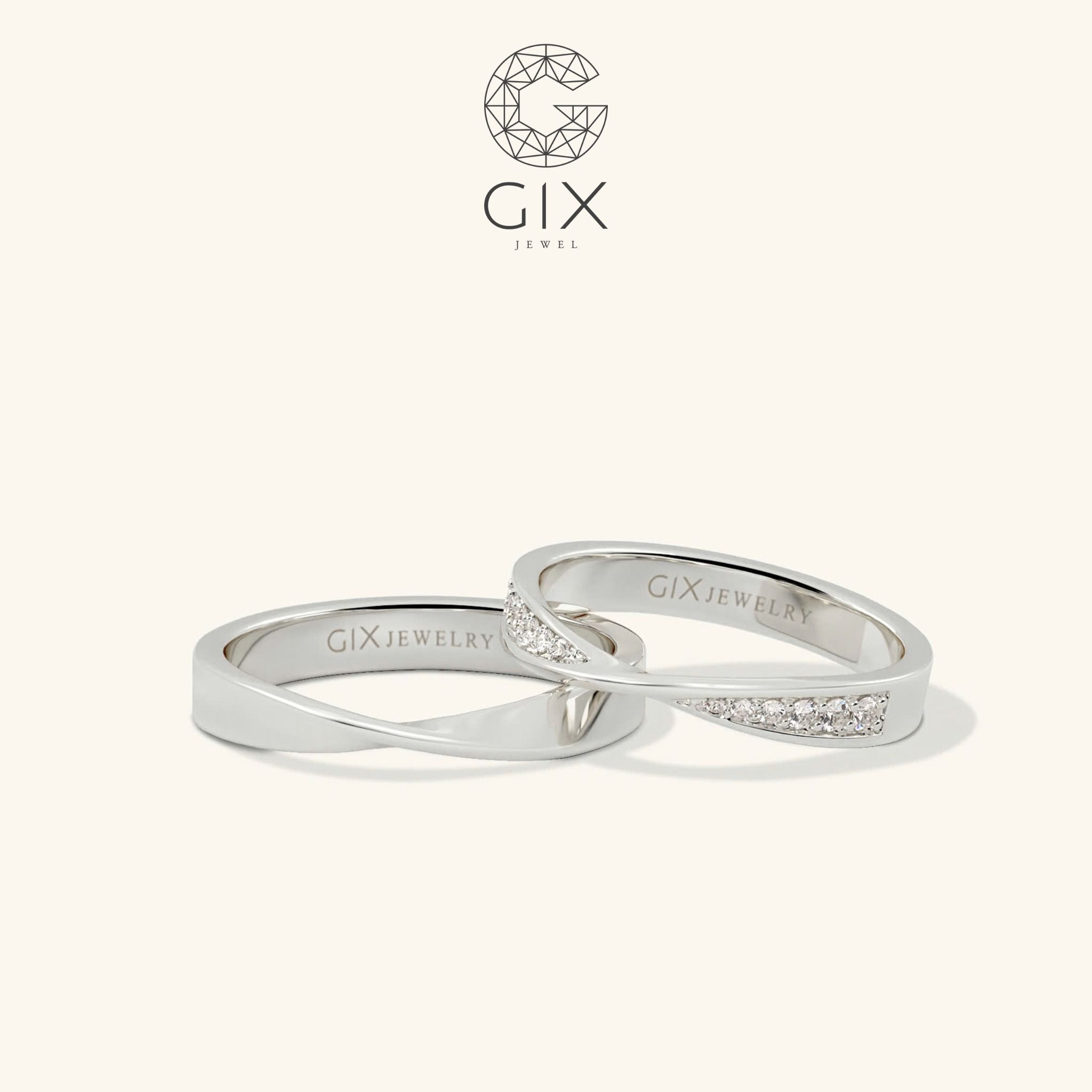 Nhẫn cưới 18k vô cực uy tín vàng tây đẹp mừng cưới đính kim cương đẹp Gix Jewel
