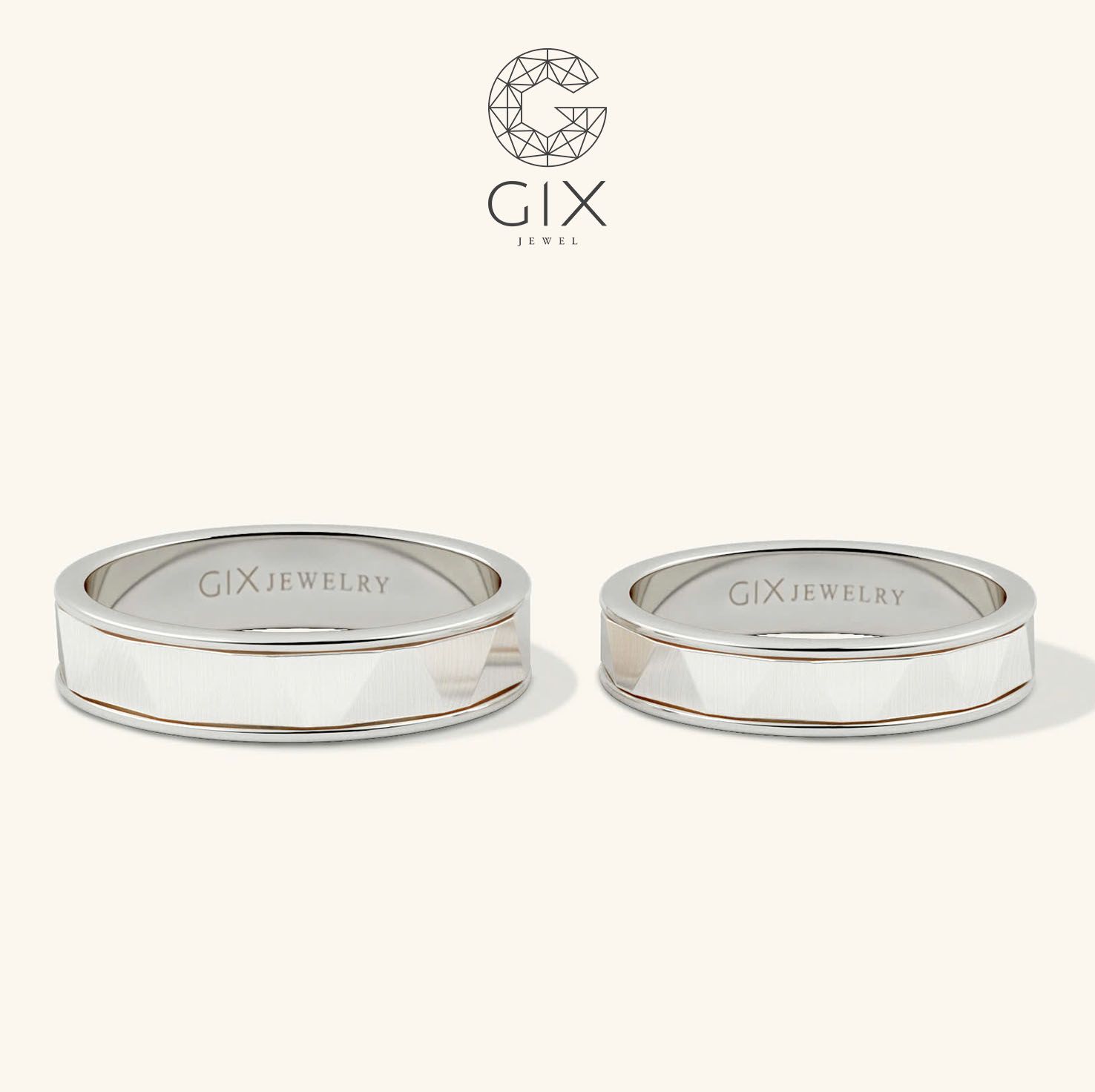 Nhẫn cưới vàng 18k trơn khắc hoa văn đẹp lạ Gix Jewel - GCR25050077