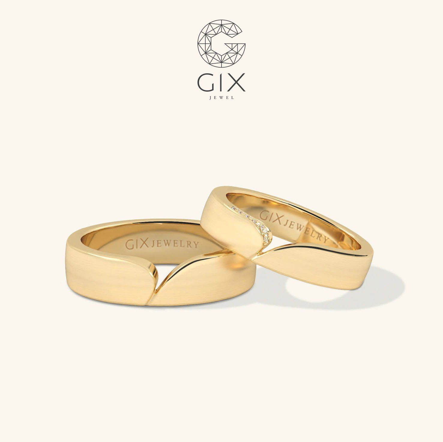 Nhẫn Cưới Vàng 10k Trơn Khắc Tên Theo Yêu Cầu Gix - GCR25050059