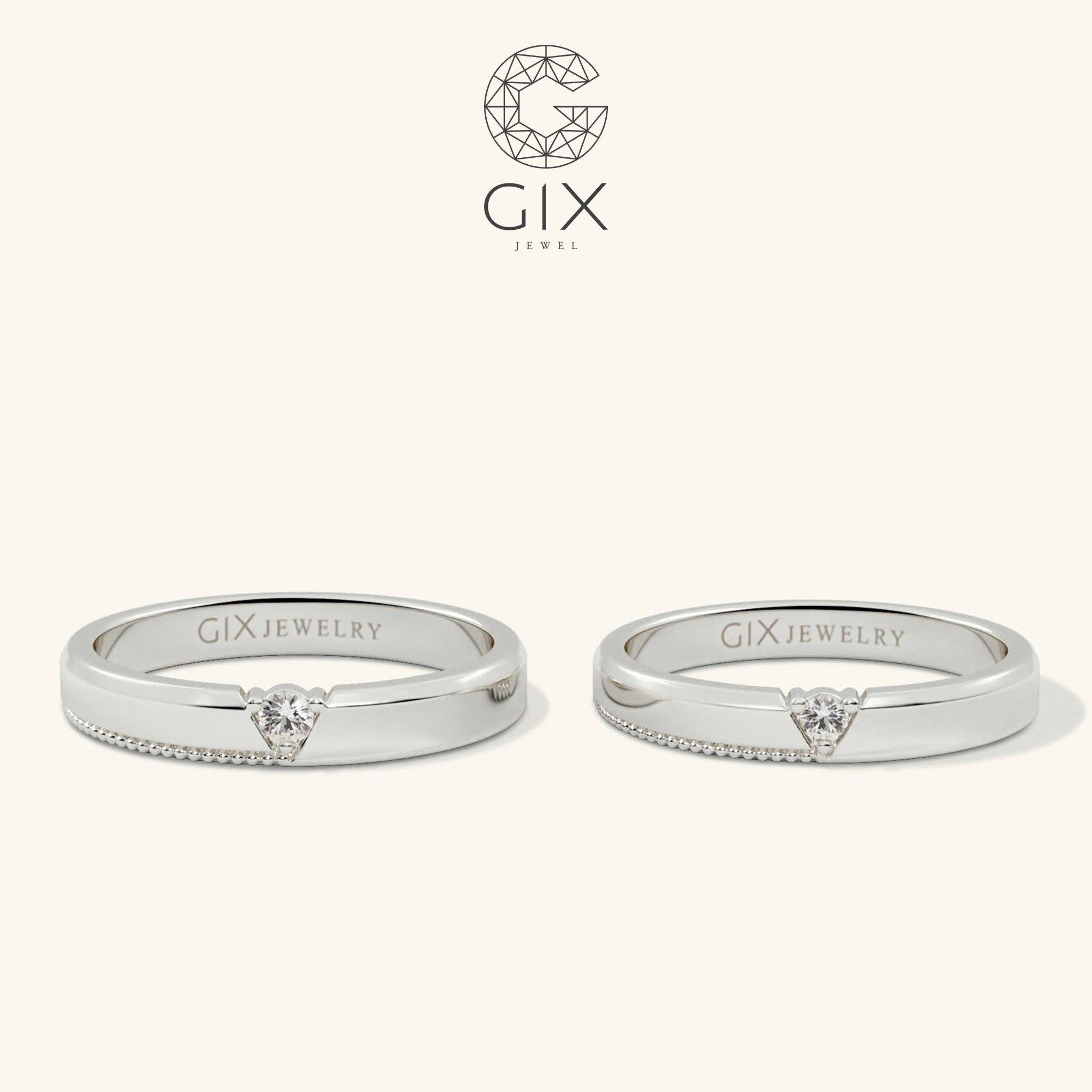 Nhẫn Cưới Đẹp Vàng 18k Đính Kim Cương Gix - GCR25050012