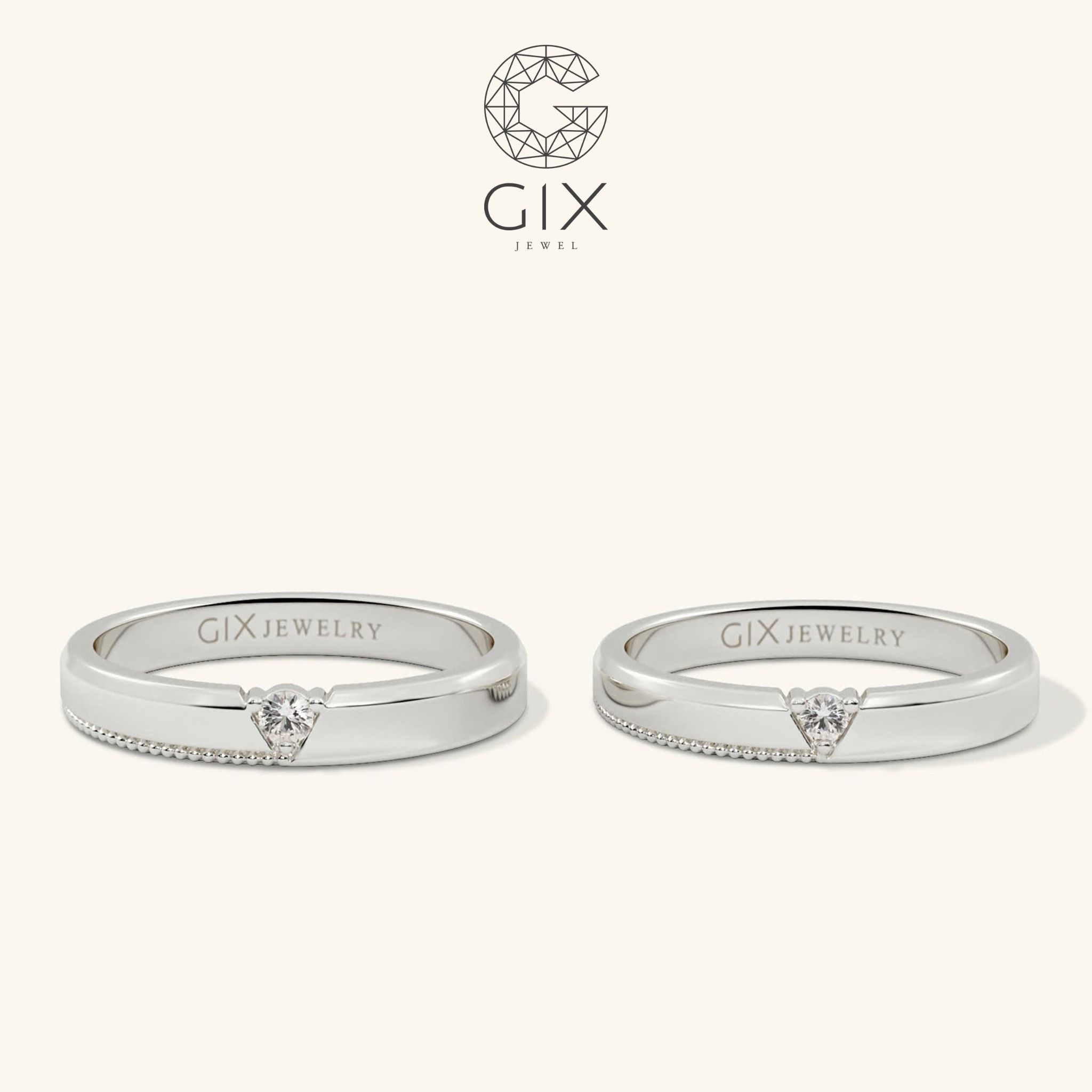 Nhẫn cưới đẹp vàng 18k kiểu thời trang đính kim cương sang trọng tặng cưới GixJewel