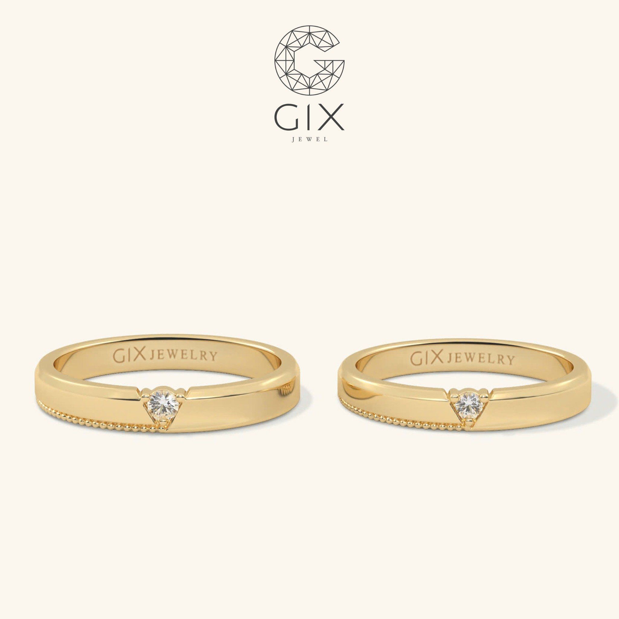 Nhẫn Cưới Đẹp Vàng 18k Đính Kim Cương Gix - GCR25050012
