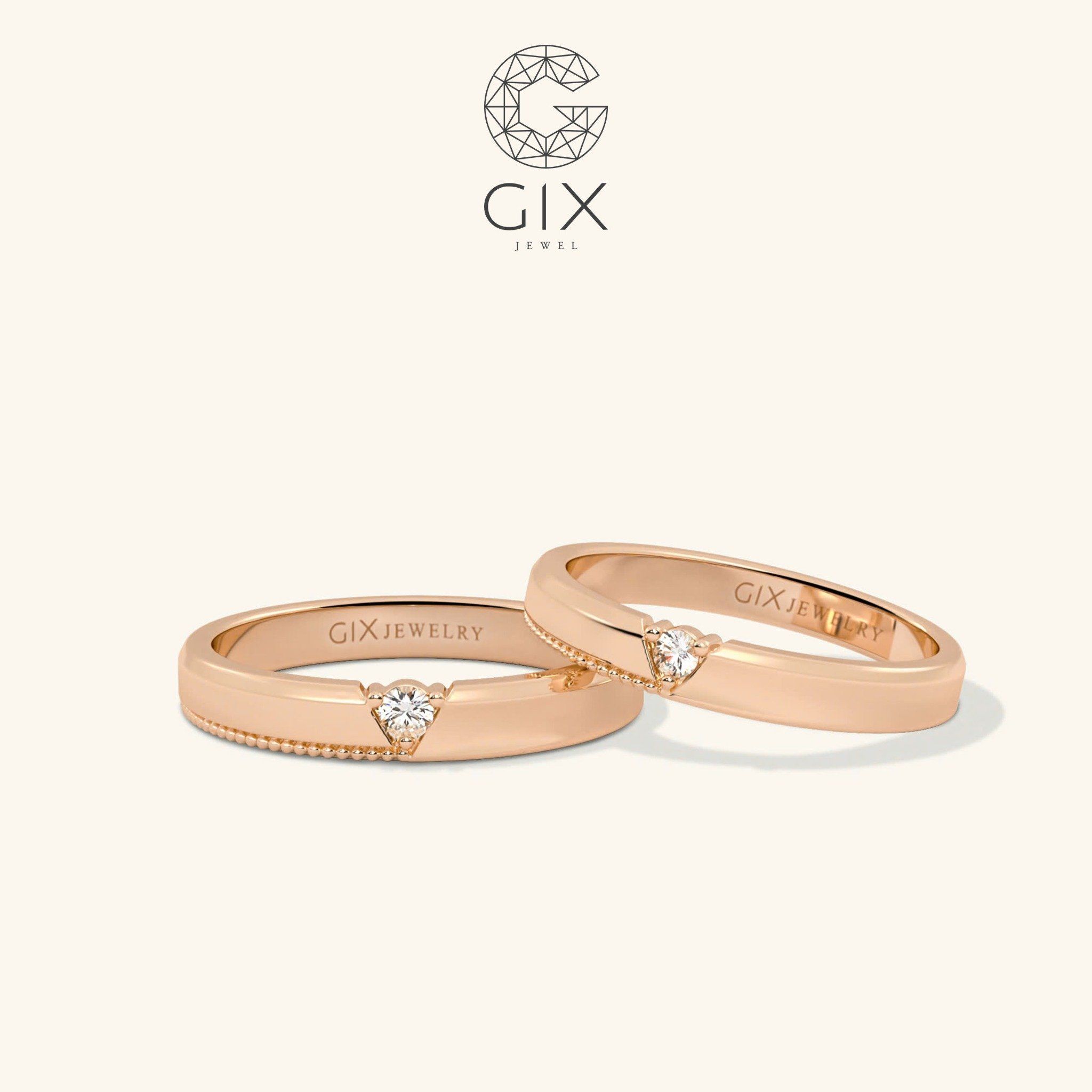 Nhẫn Cưới Đẹp Vàng 18k Đính Kim Cương Gix - GCR25050012