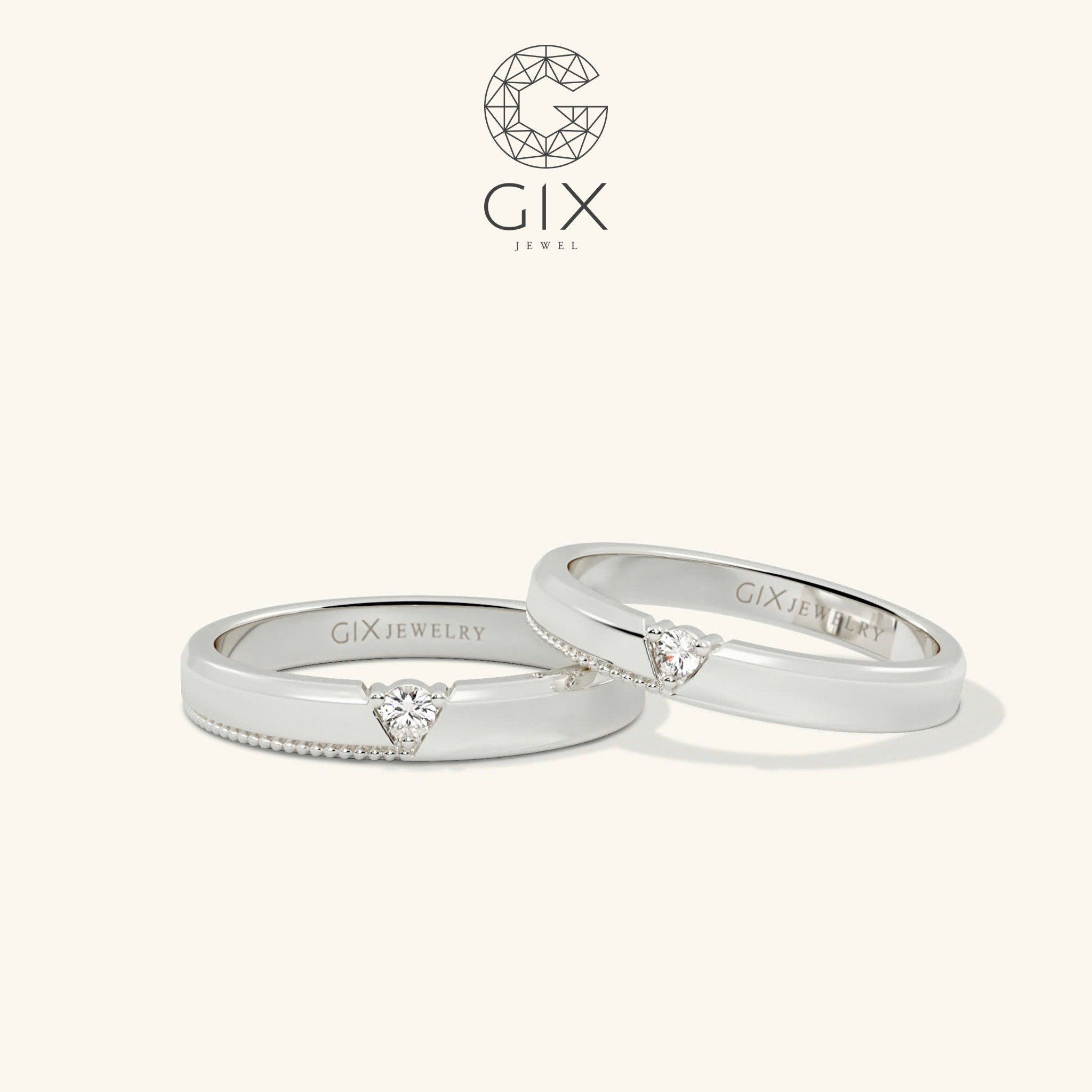 Nhẫn Cưới Đẹp Vàng 18k Đính Kim Cương Gix - GCR25050012