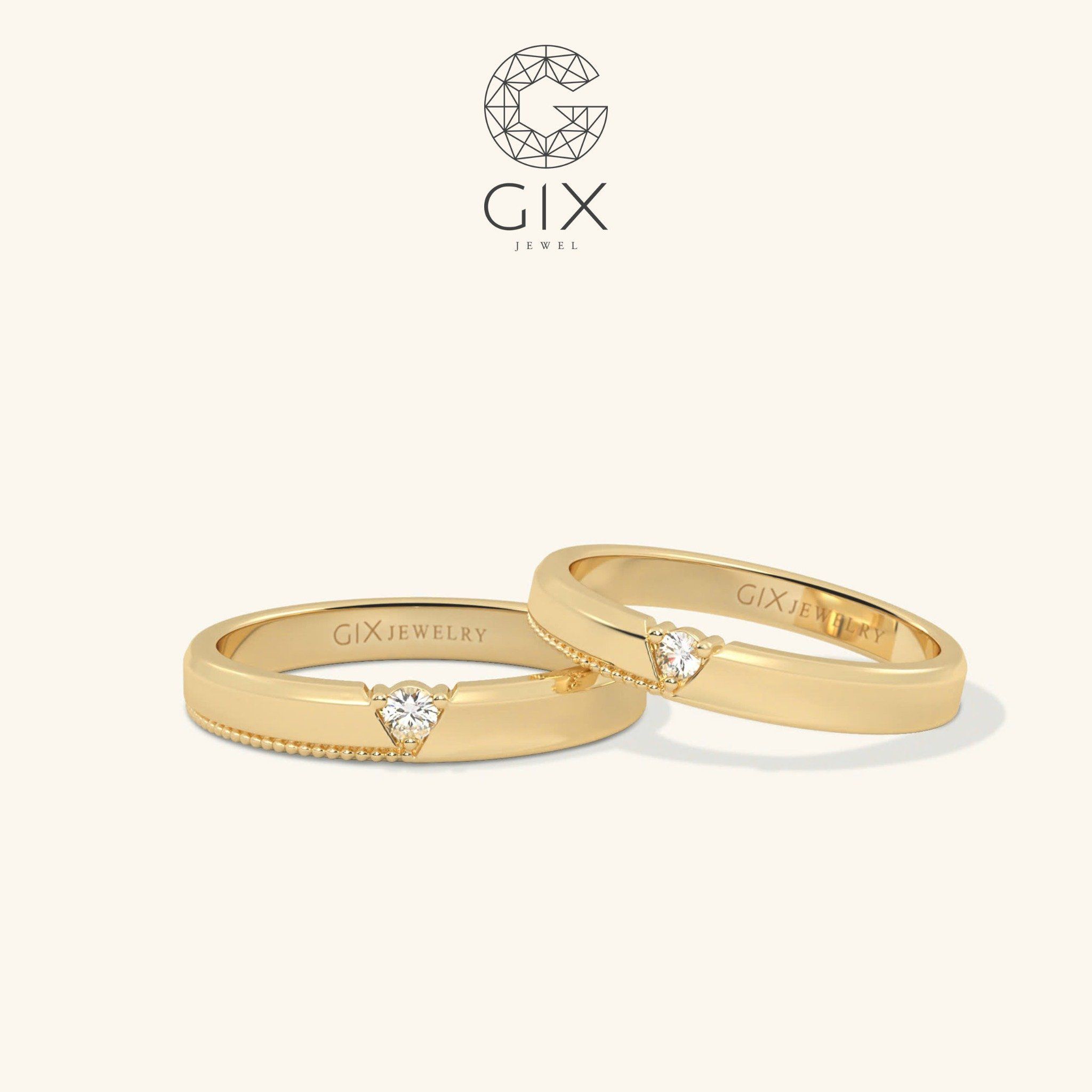 Nhẫn Cưới Đẹp Vàng 10K Đính Kim Cương Gix - GCR25050012