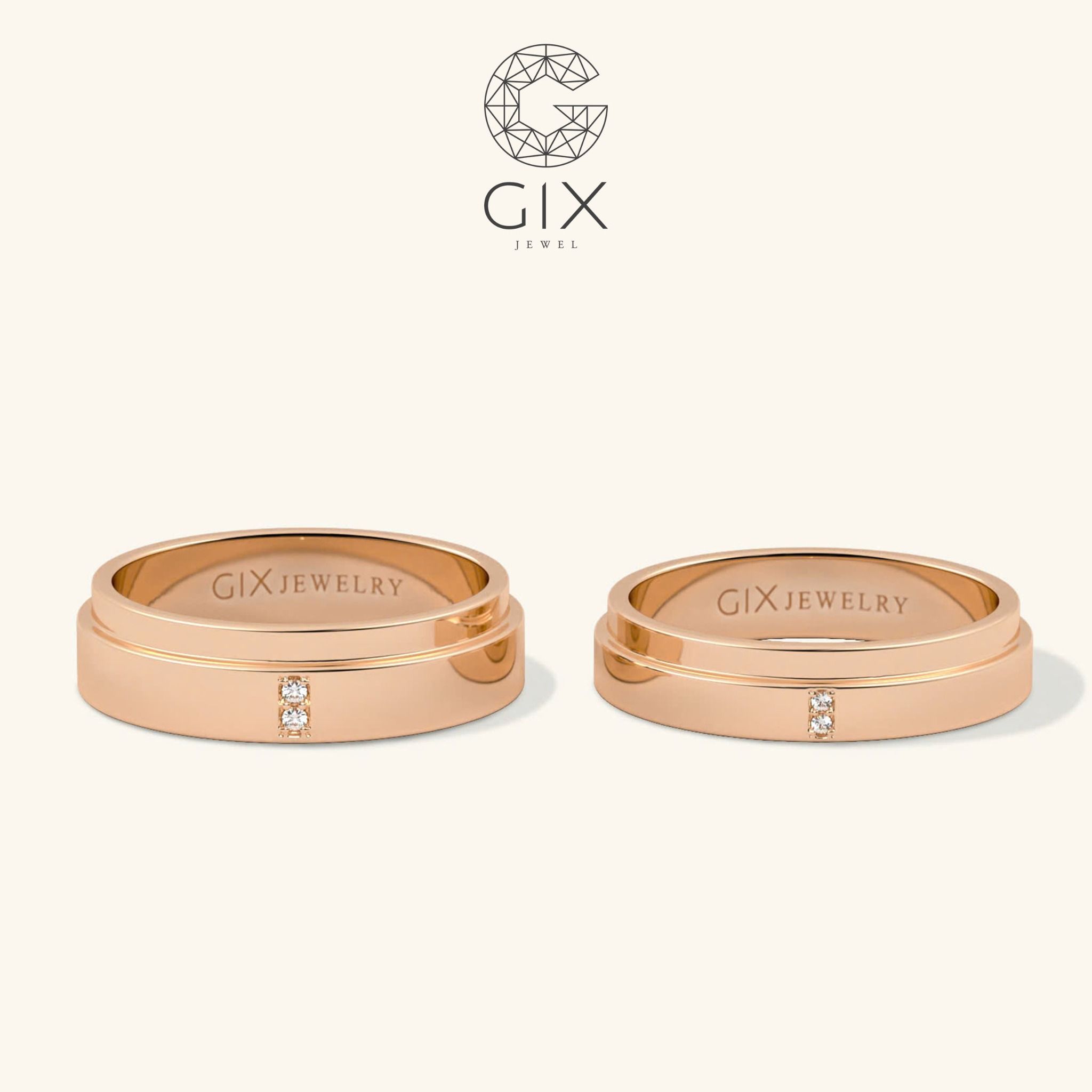 Nhẫn cưới Colore hai màu thiết kế đẹp vàng 18k khắc tên Gix Jewel