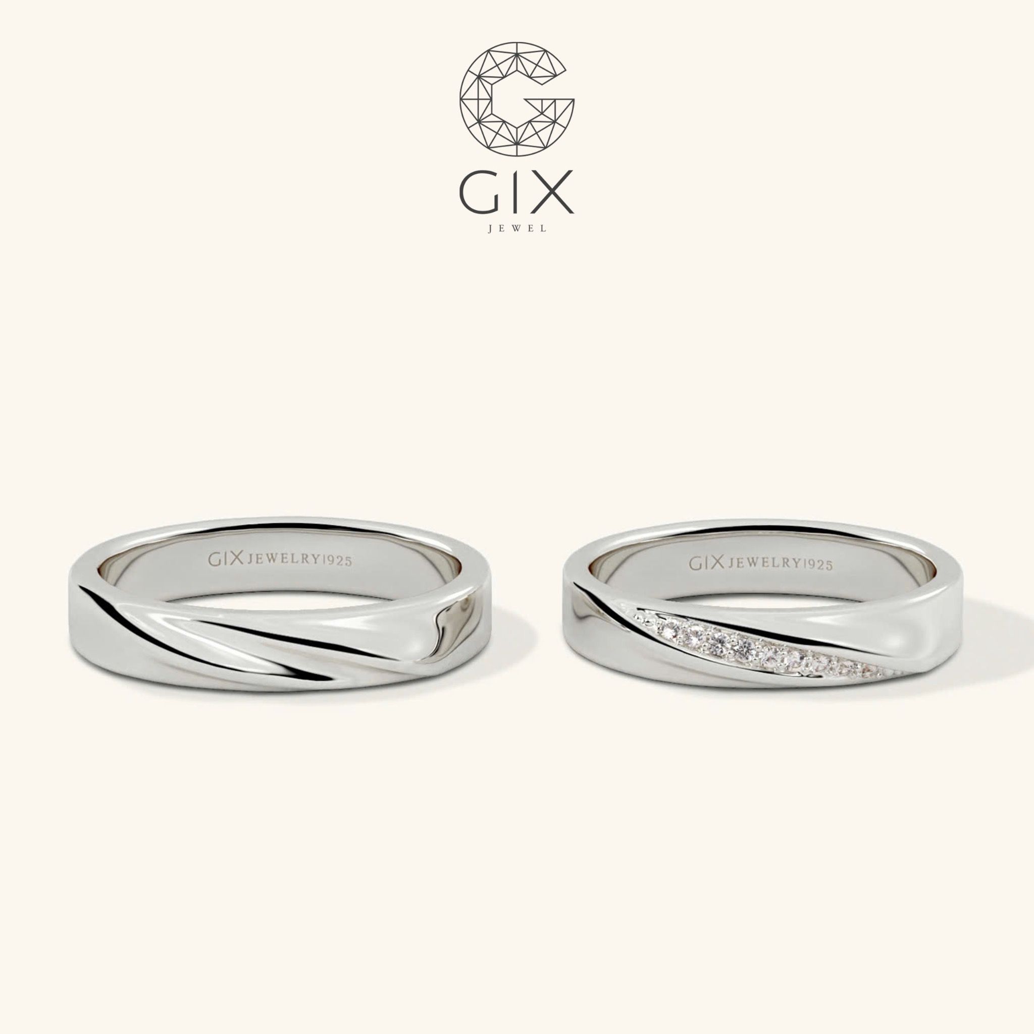 Nhẫn cưới Rosa vô cực vàng 14k đẹp đính kim cương Gix Jewel - GCR25050092