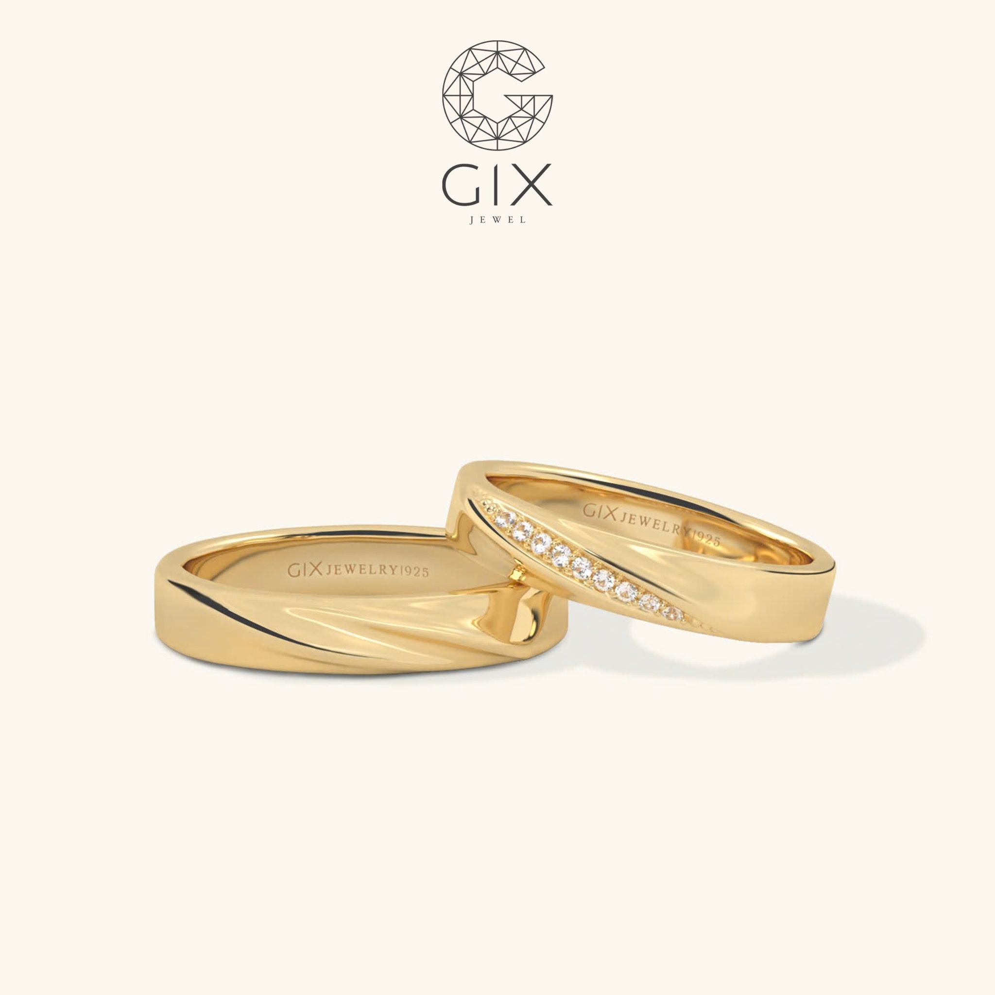Nhẫn cưới Rosa vô cực vàng 14k đẹp đính kim cương Gix Jewel - GCR25050092