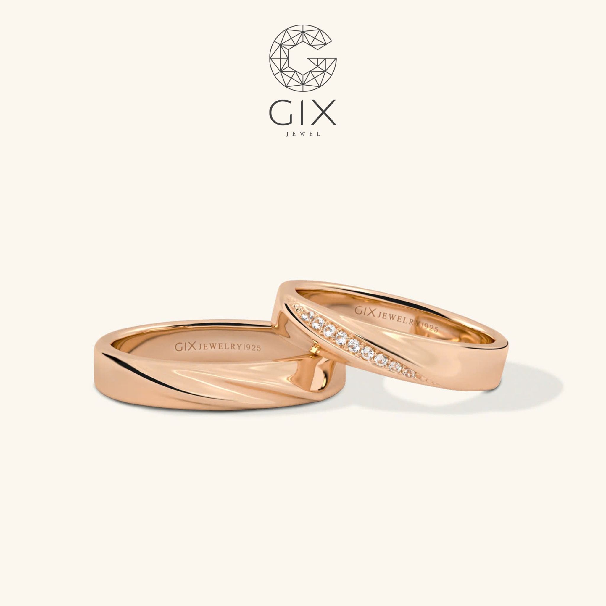 Nhẫn cưới vàng tây 18k đẹp thiết kế vô cực đính kim cương nhân tạo Gix Jewel