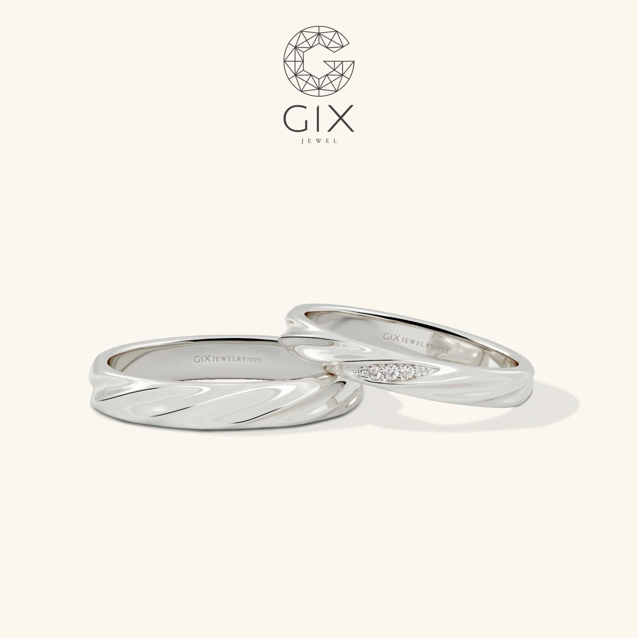 Nhẫn cưới Forte vàng 14k đính kim cương Gix Jewel - GCR25050091
