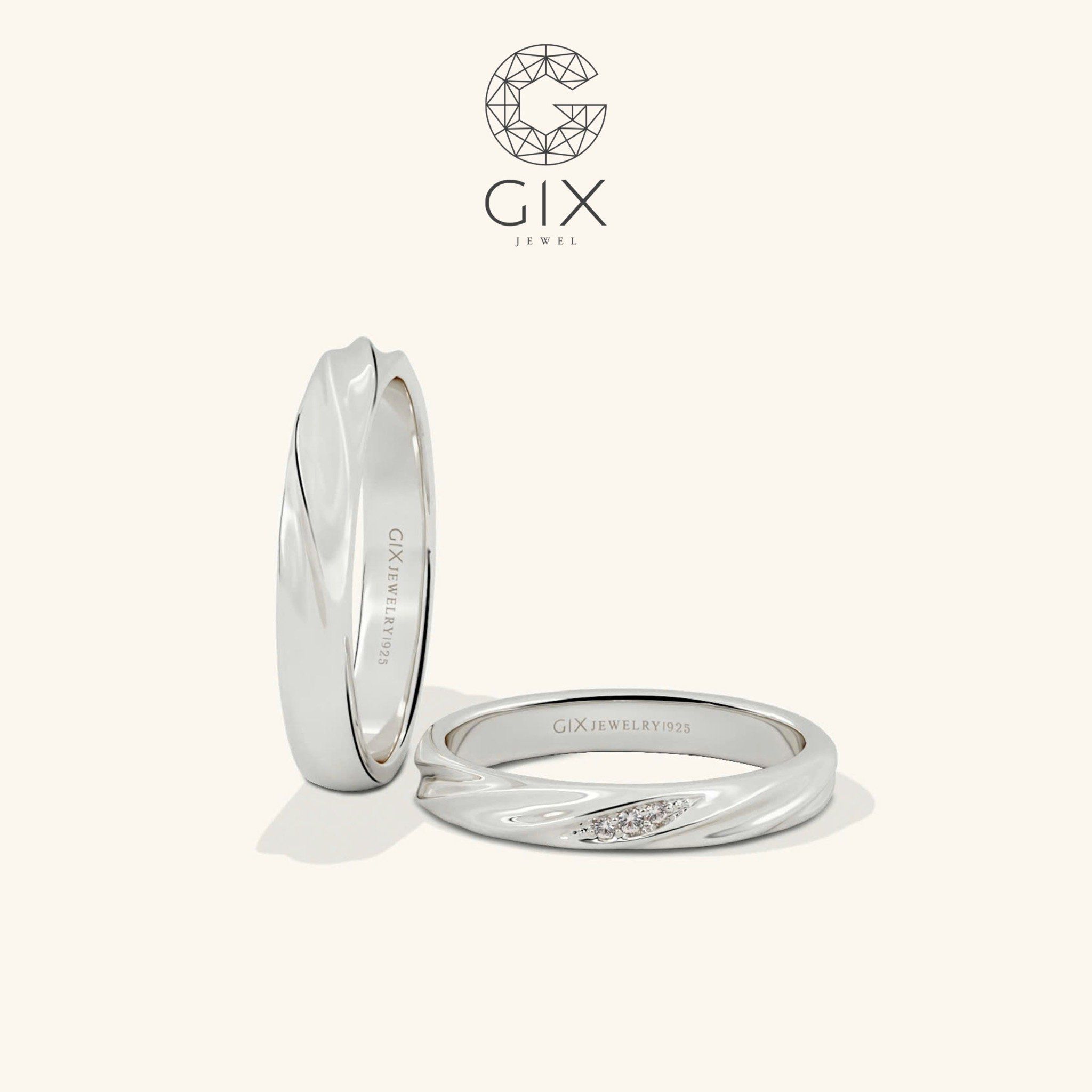 Nhẫn cưới Forte vàng 610 đính kim cương Gix Jewel - GCR25050091