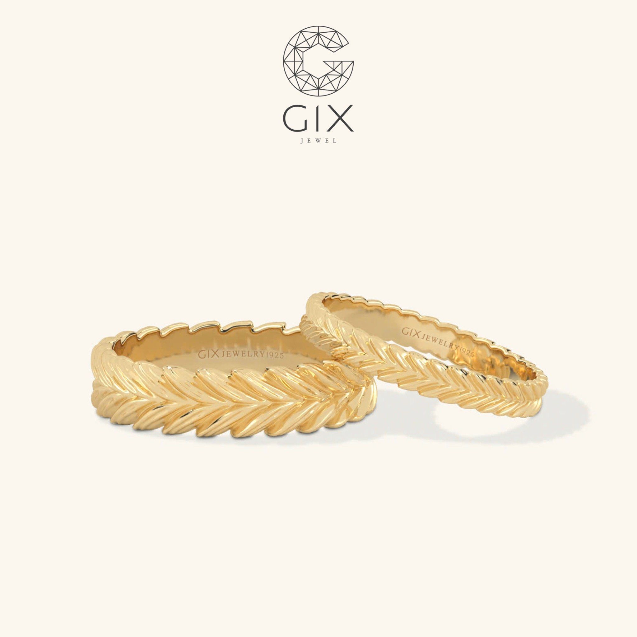 Nhẫn cưới trơn vàng 10k khắc hoa văn Gix Jewelry - GCR25050089